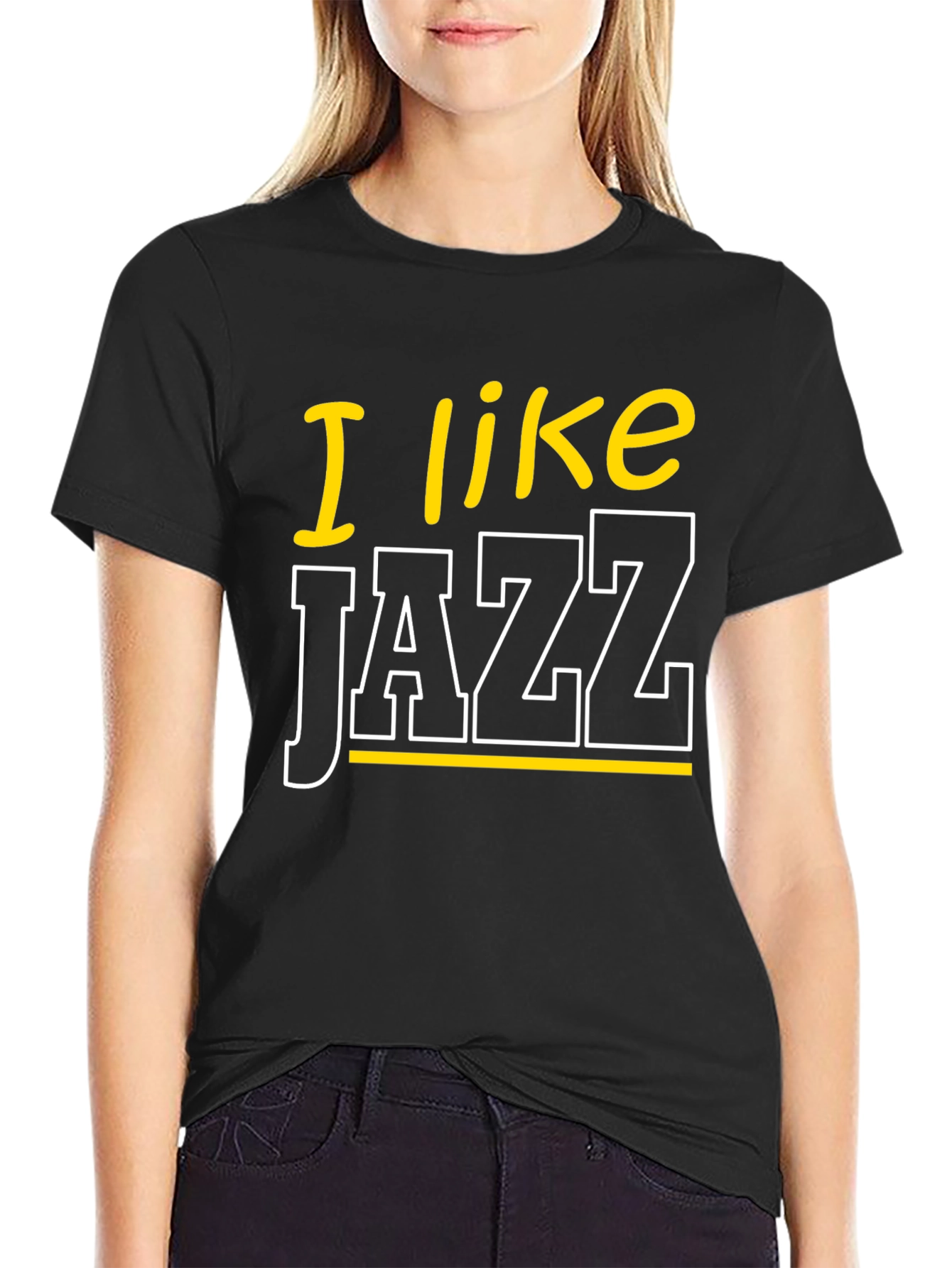 I Like Jazz Graphic Tee - Black Cotton Blend