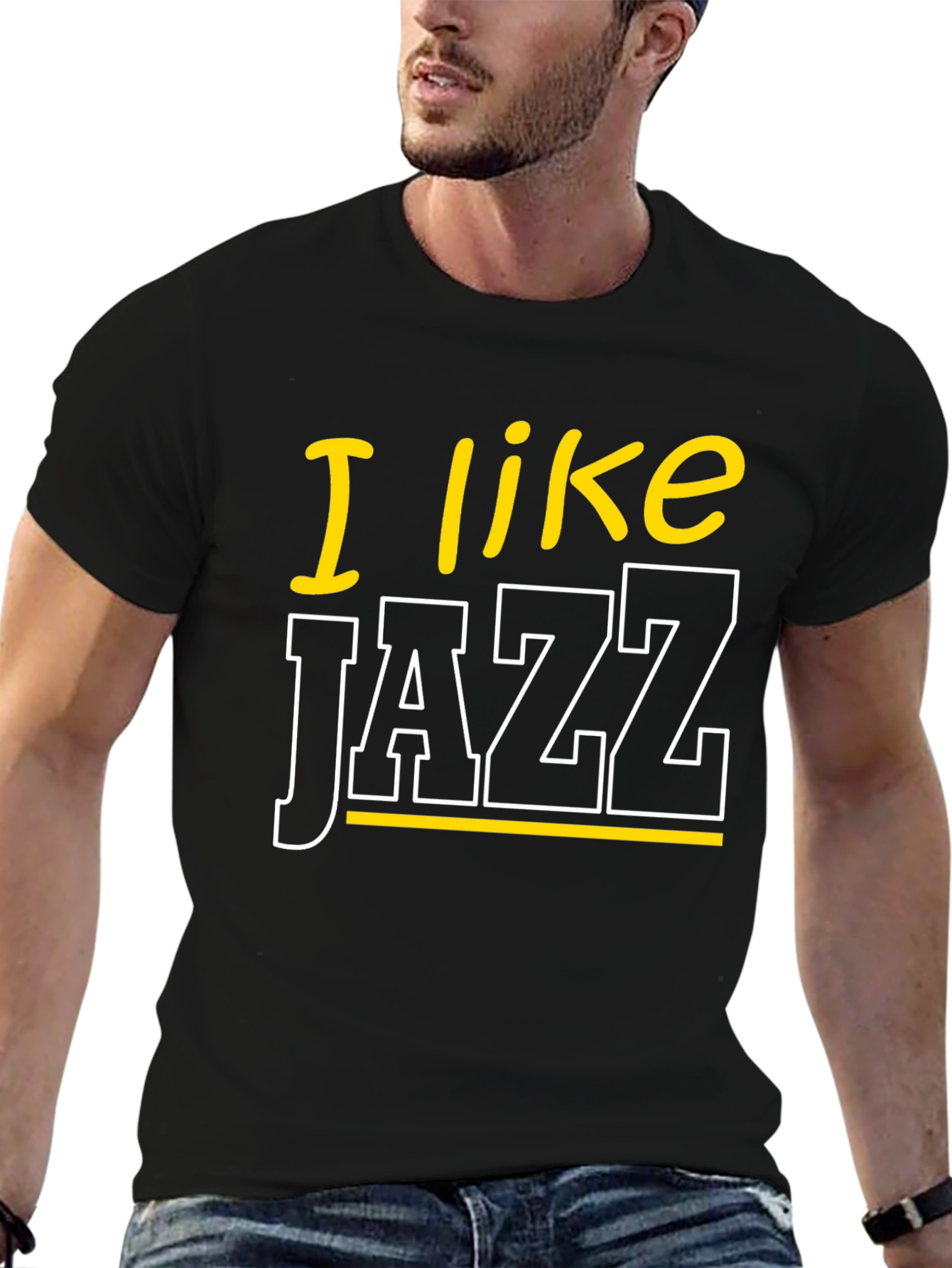I Like Jazz Graphic Tee - Black Cotton Blend