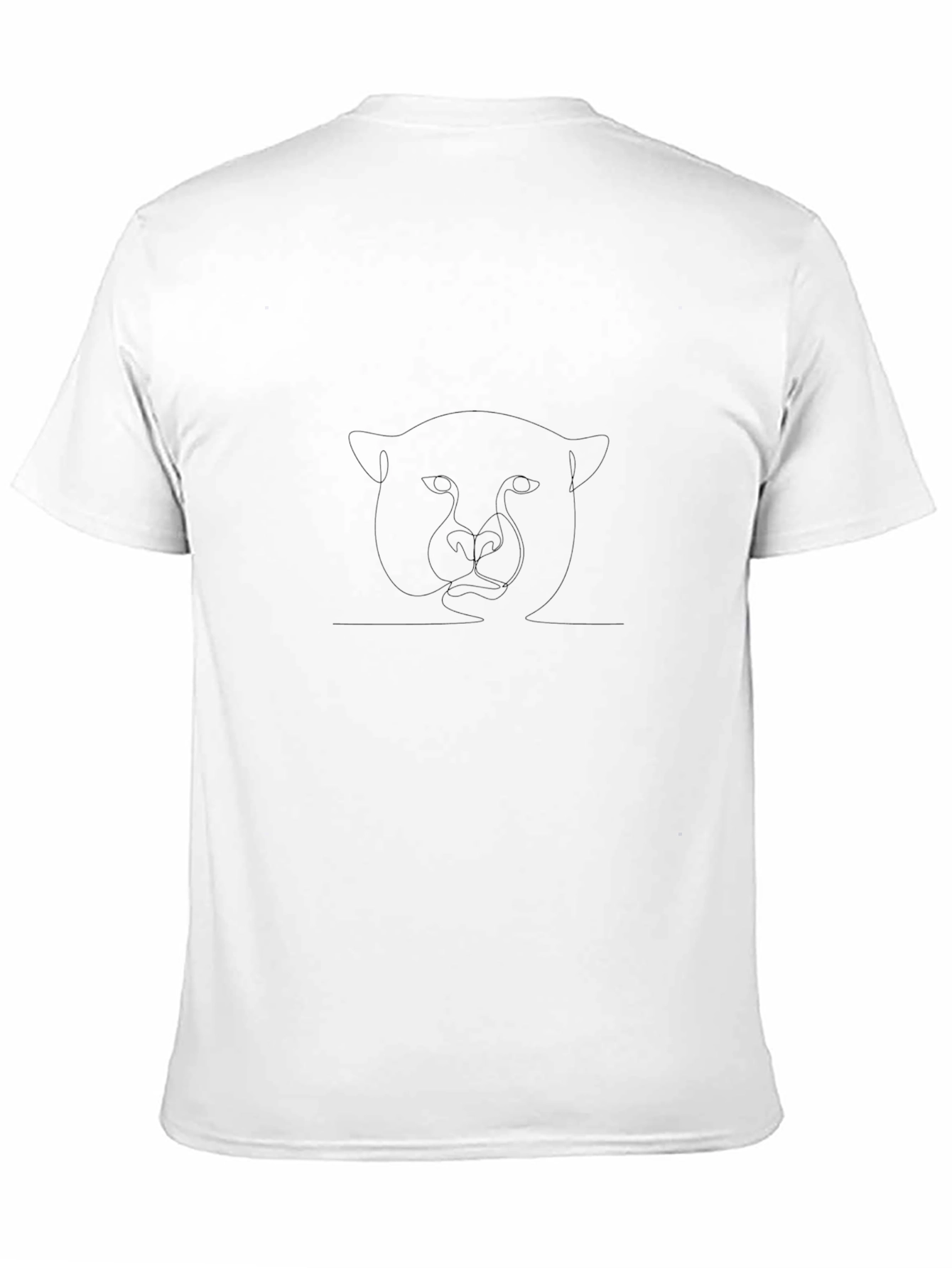 Minimalist Cheetah Line Art Black T-Shirt