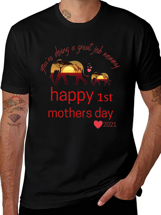 Happy 1st Mothers Day Elephant Graphic Tee