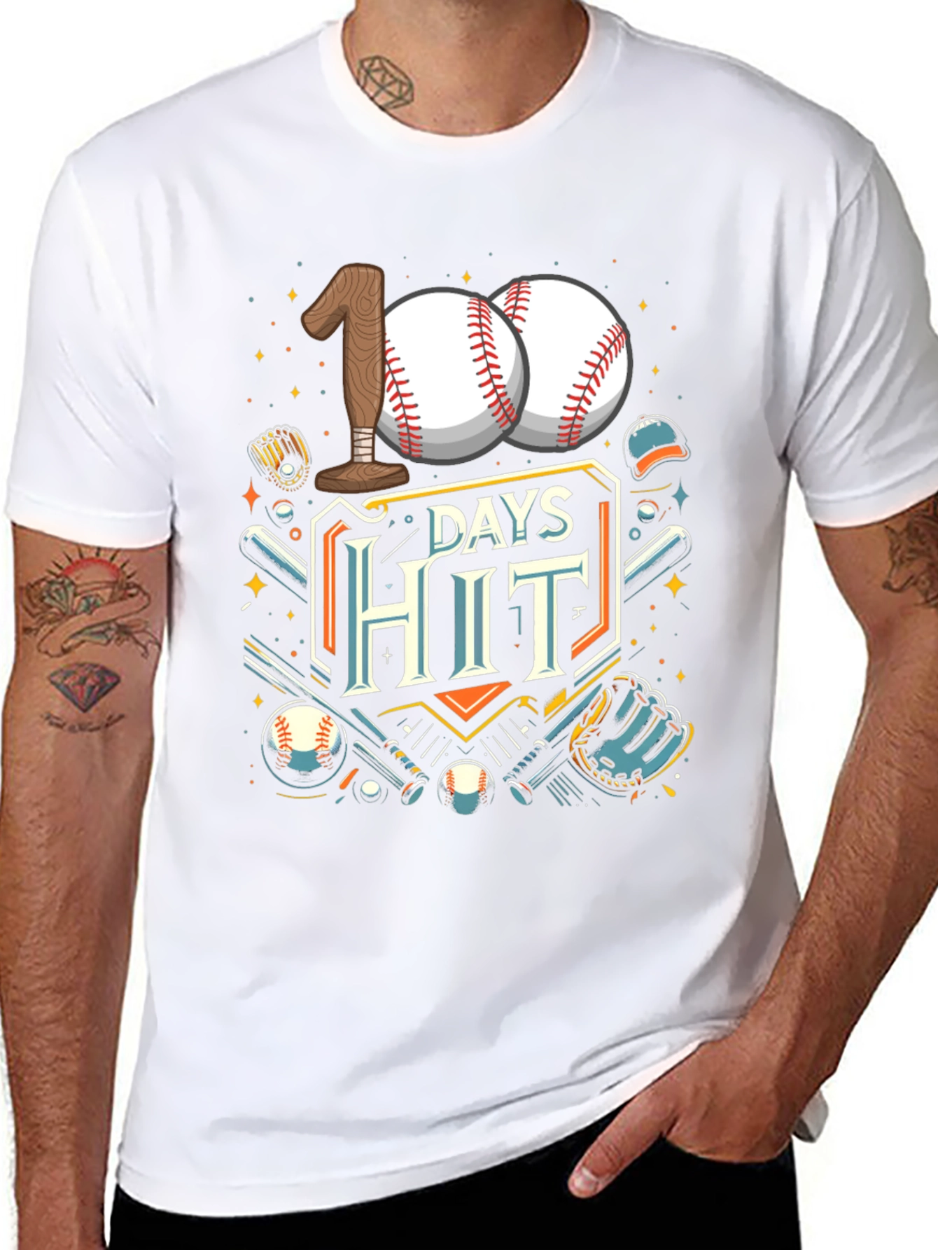 100 Days Hit Baseball T-Shirt