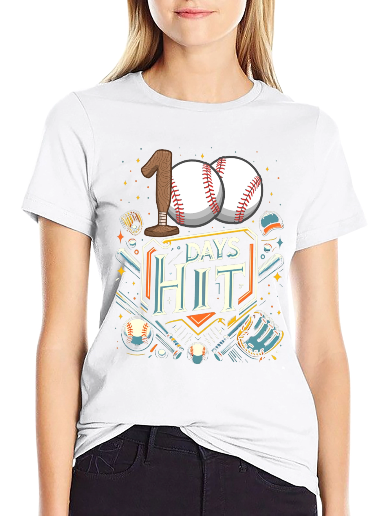 100 Days Hit Baseball T-Shirt