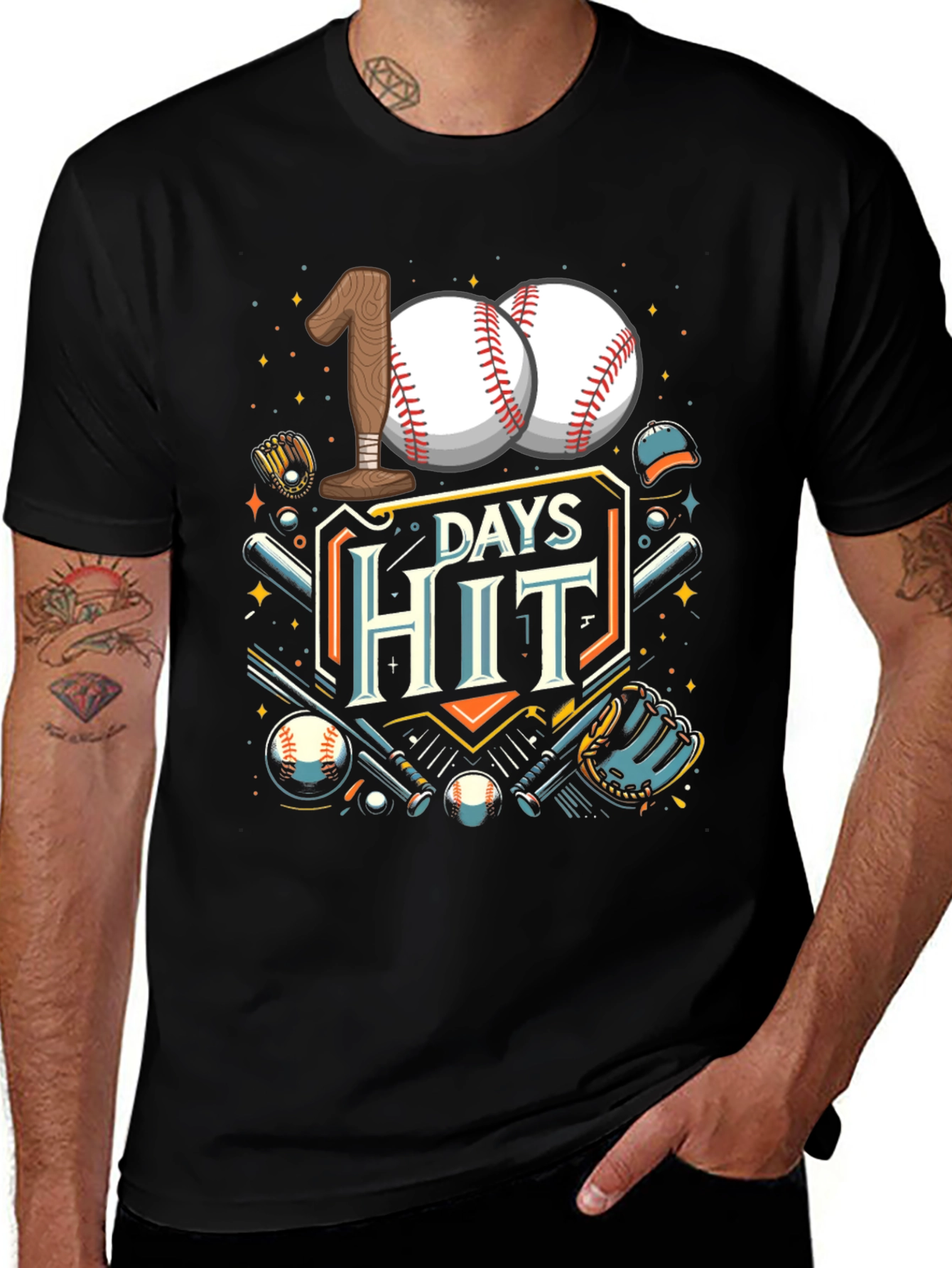100 Days Hit Baseball T-Shirt