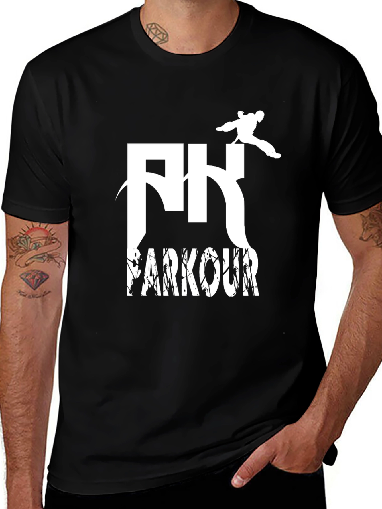 Parkour Graphic Tee - Black Cotton T-Shirt