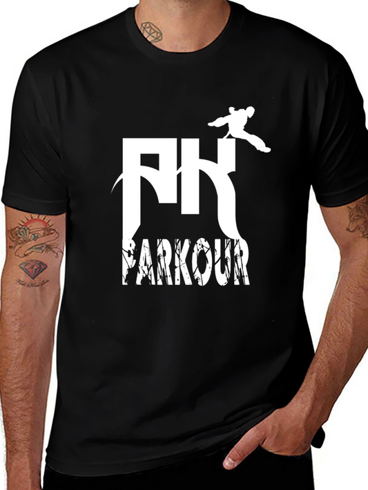 Parkour Graphic Tee - Black Cotton T-Shirt