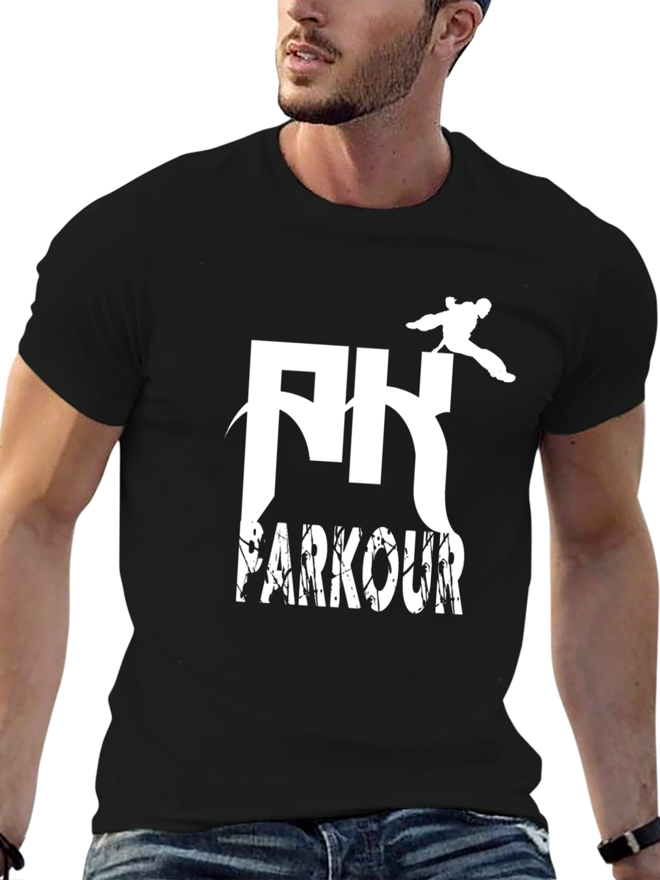Parkour Graphic Tee - Black Cotton T-Shirt