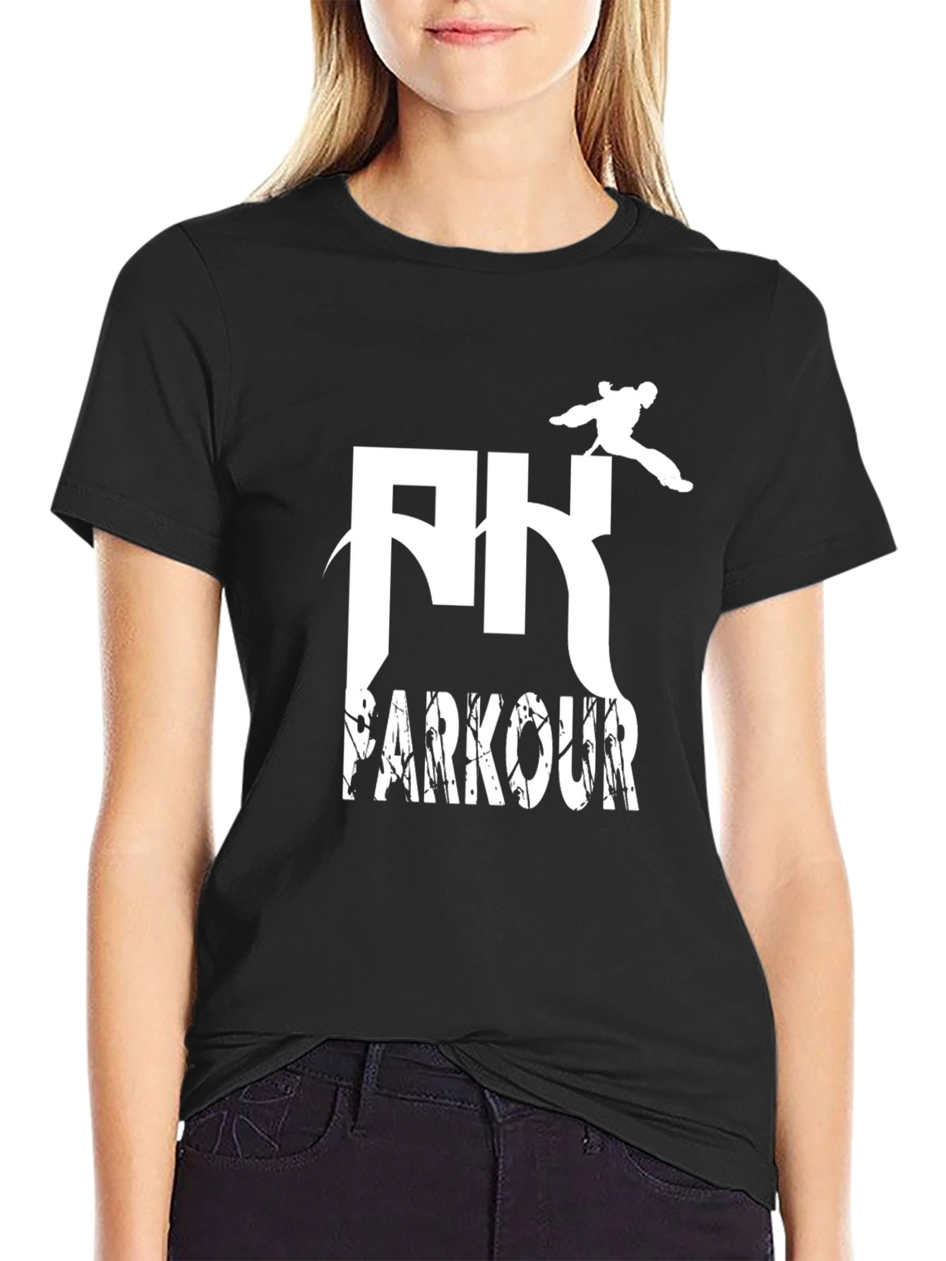 Parkour Graphic Tee - Black Cotton T-Shirt