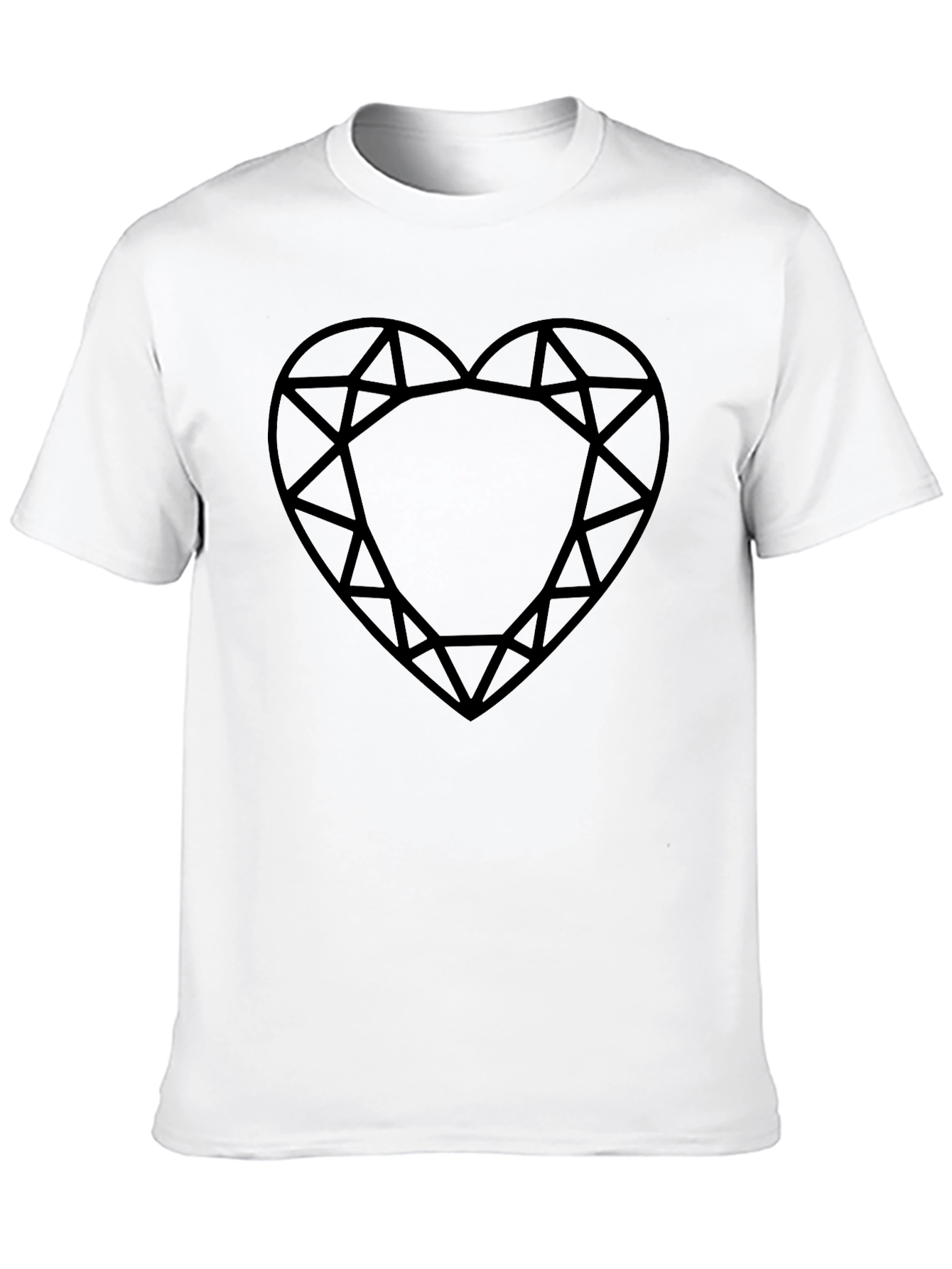 Diamond Heart Graphic Black T-Shirt - Modern Casual Wear