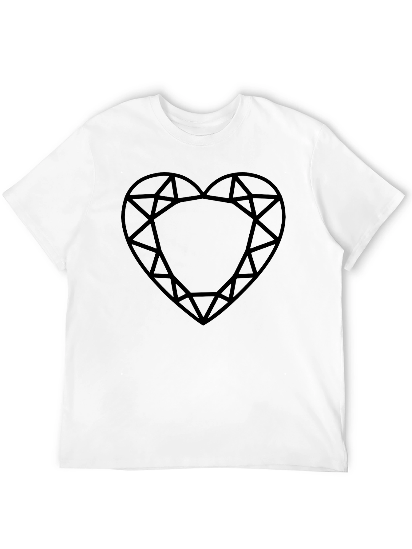 Diamond Heart Graphic Black T-Shirt - Modern Casual Wear