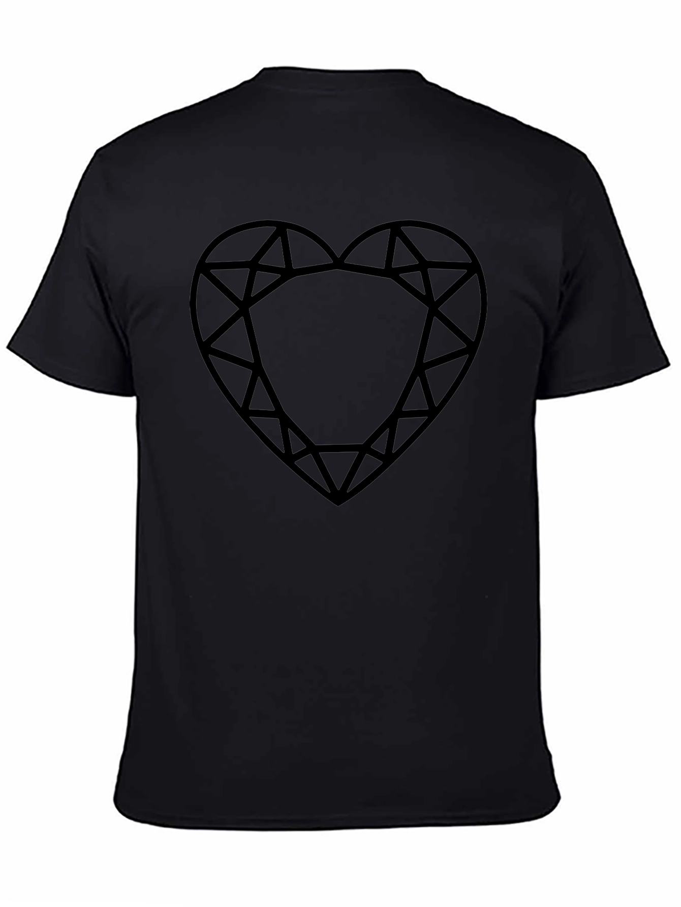 Diamond Heart Graphic Black T-Shirt - Modern Casual Wear