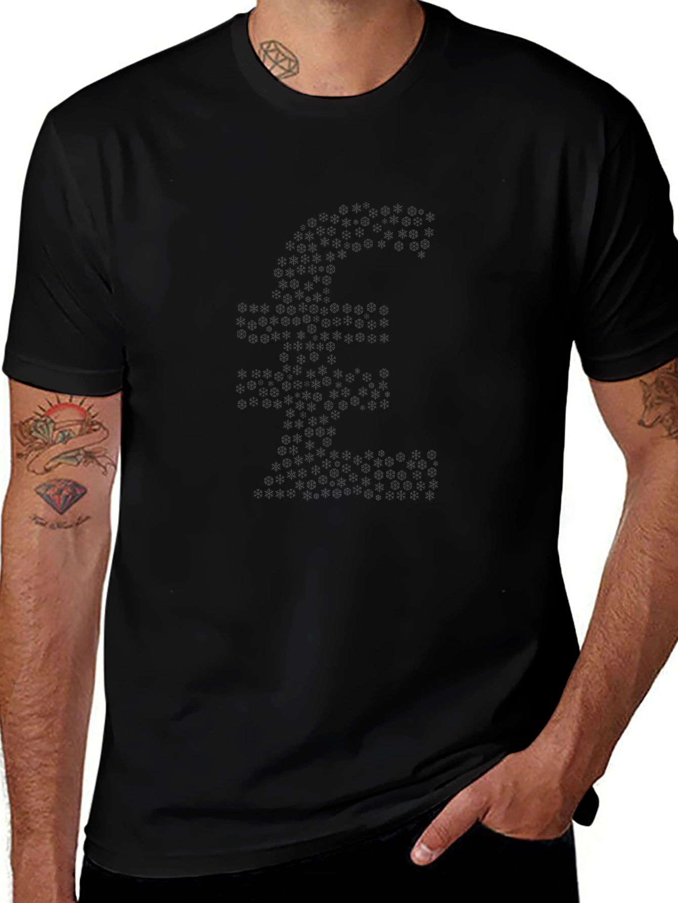 Abstract Floral Pattern Black T-Shirt