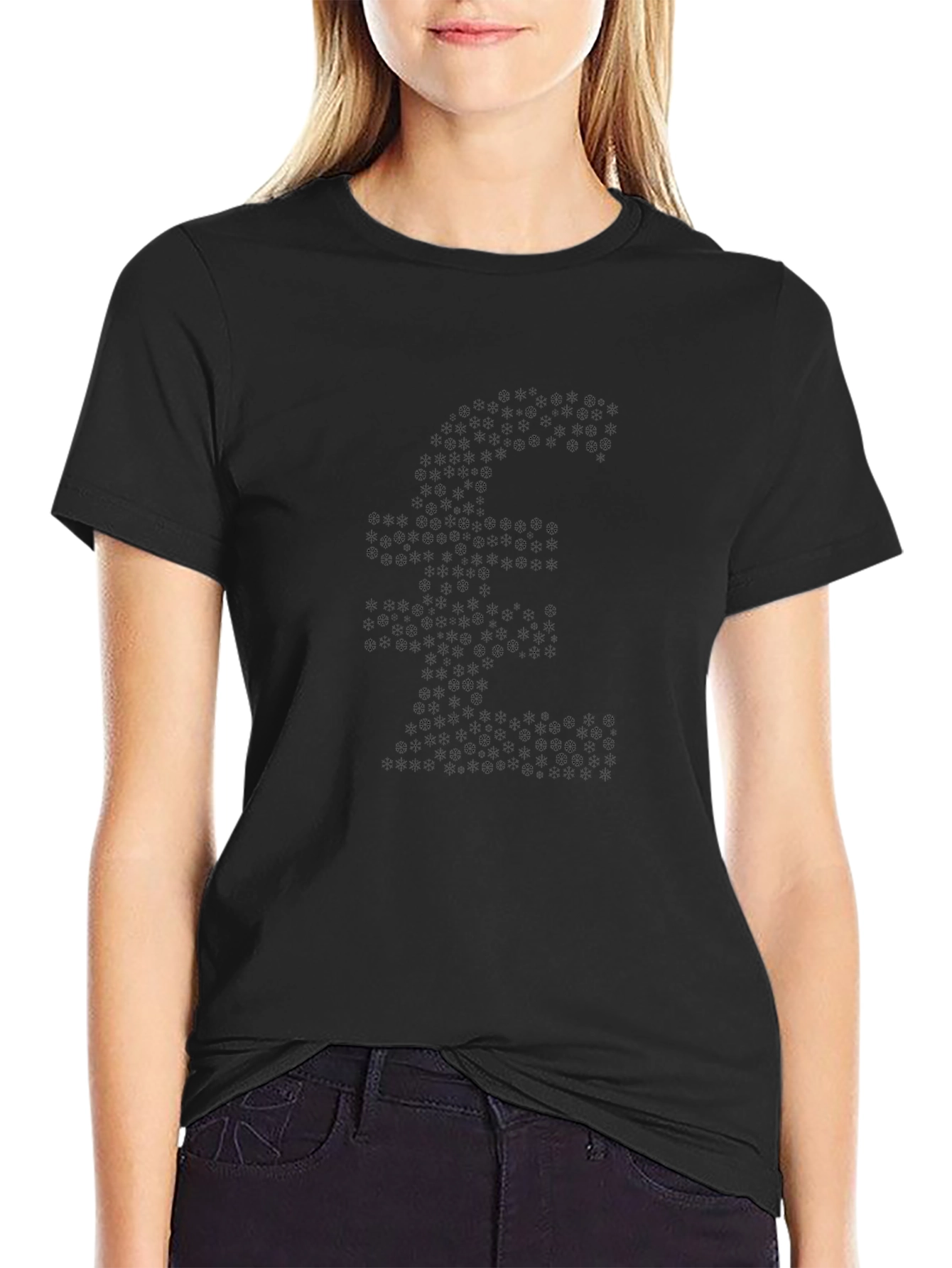 Abstract Floral Pattern Black T-Shirt