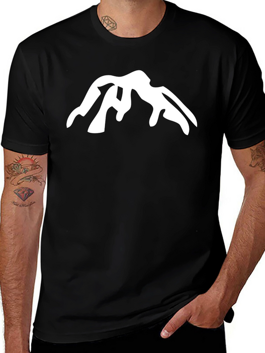 Mountain Peak Graphic Tee - Black Cotton Casual Shirt