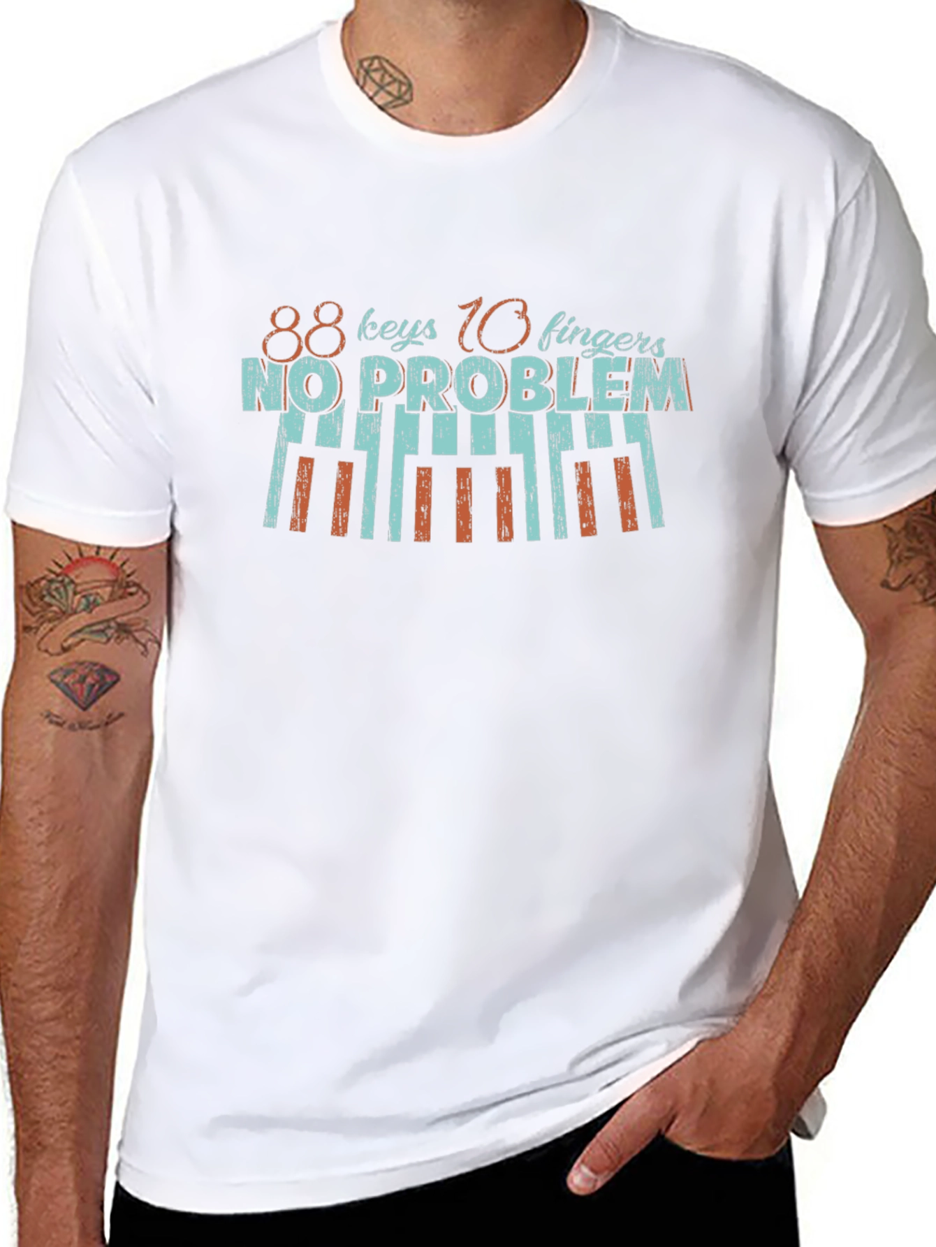 88 Keys 10 Fingers No Problem Black T-Shirt