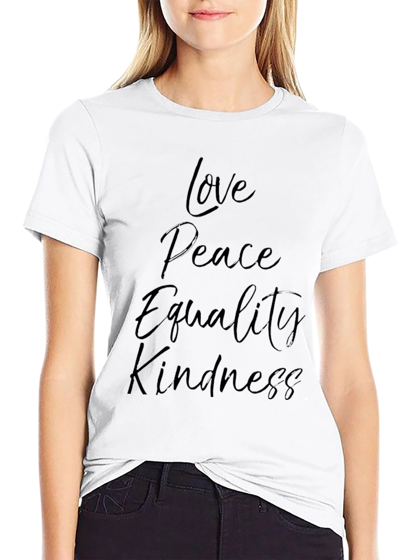 Love Peace Equality Kindness Black T-Shirt