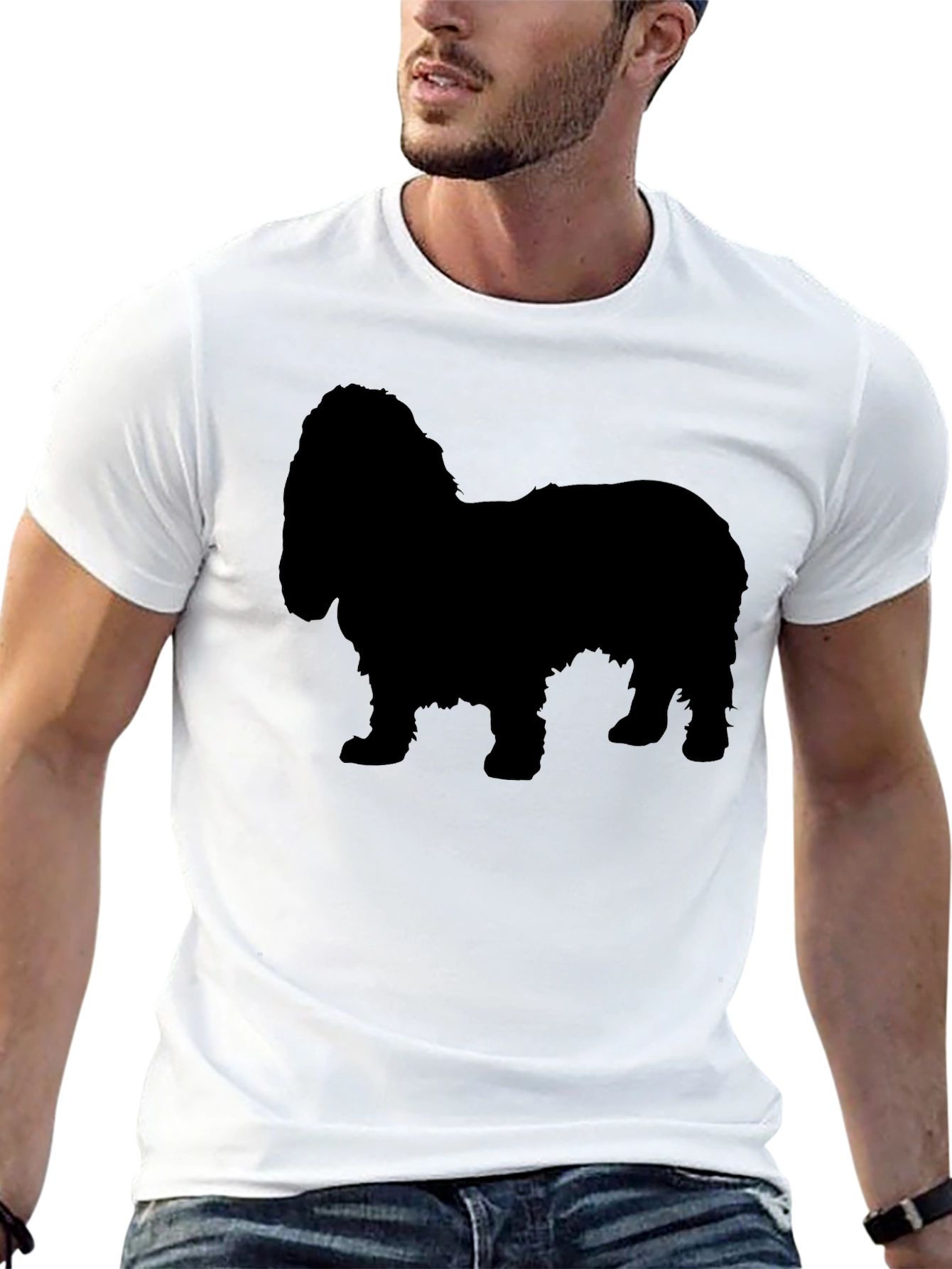 Dog Silhouette Graphic Tee - Black Cotton Blend