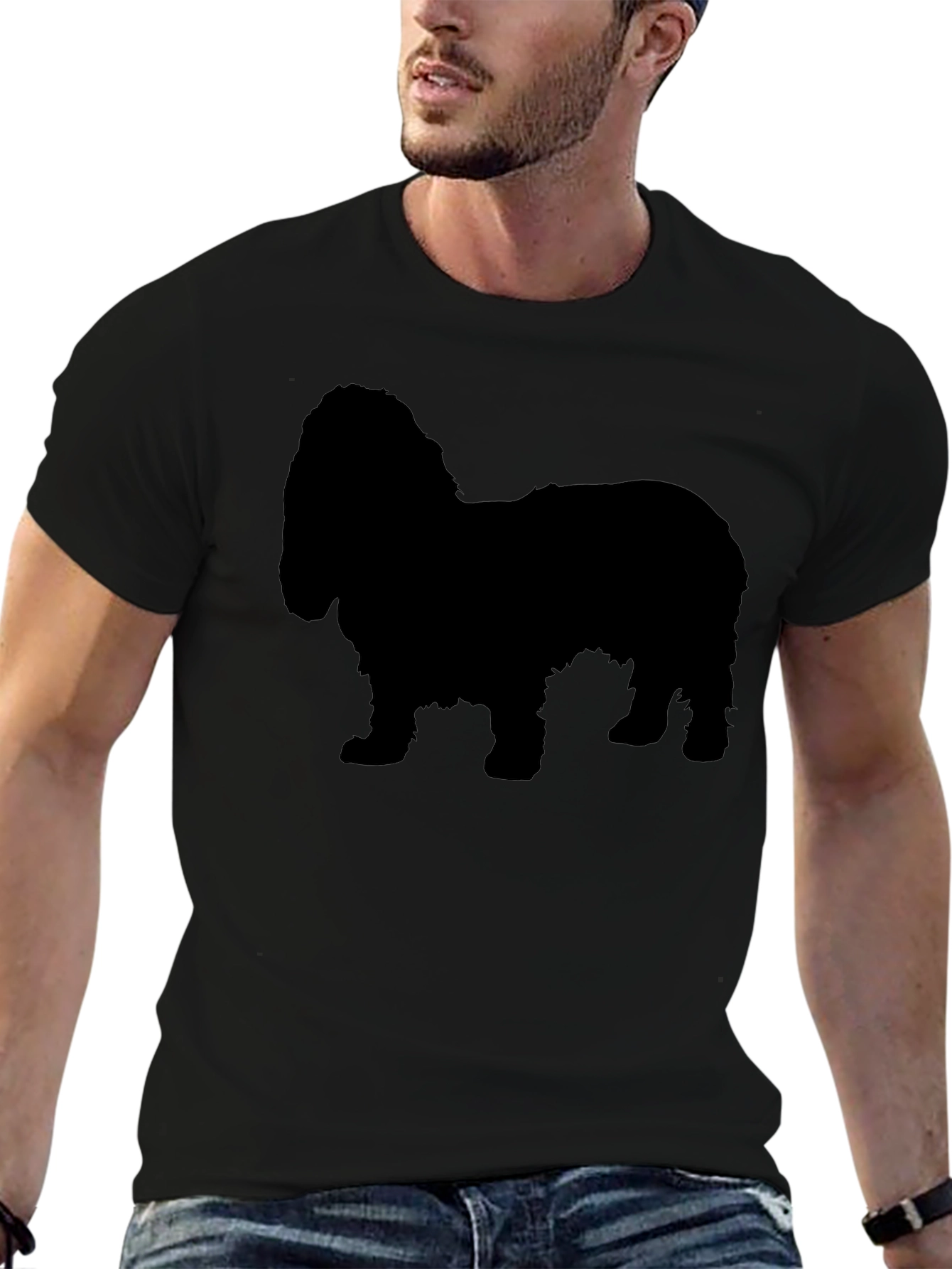 Dog Silhouette Graphic Tee - Black Cotton Blend
