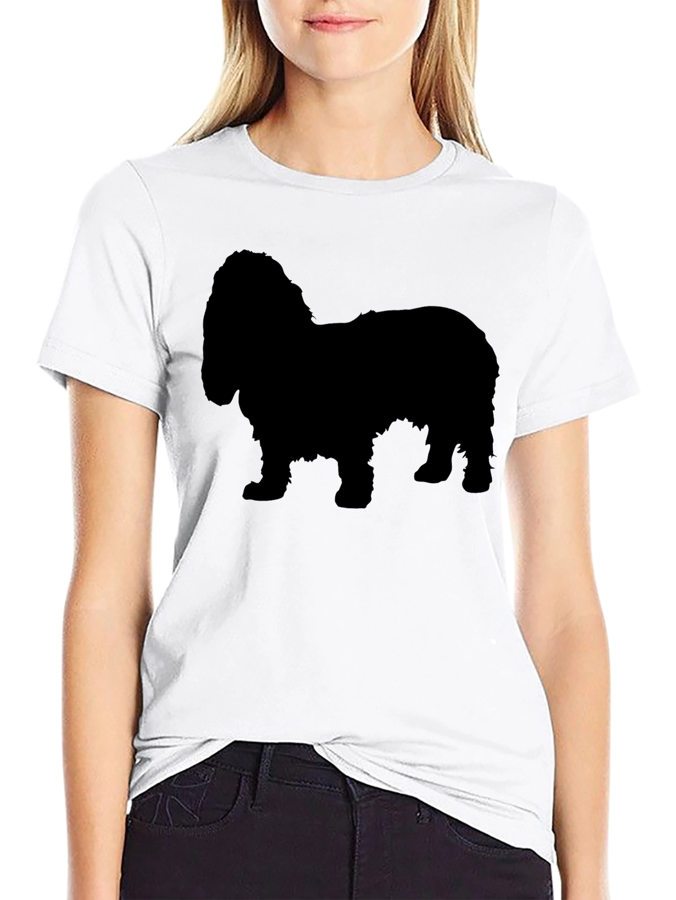 Dog Silhouette Graphic Tee - Black Cotton Blend