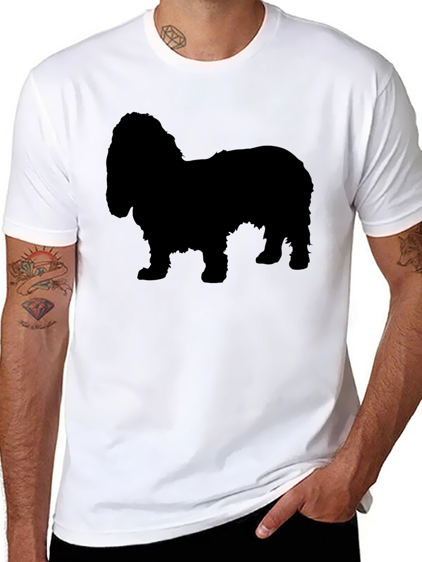 Dog Silhouette Graphic Tee - Black Cotton Blend