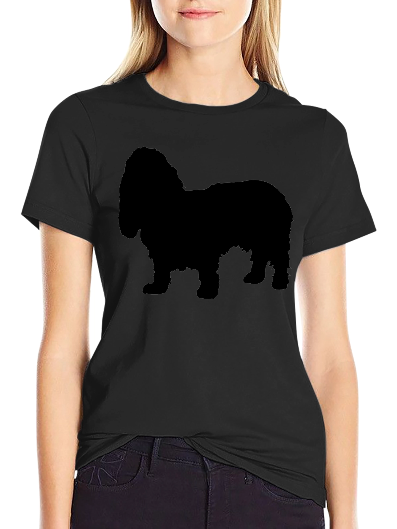Dog Silhouette Graphic Tee - Black Cotton Blend