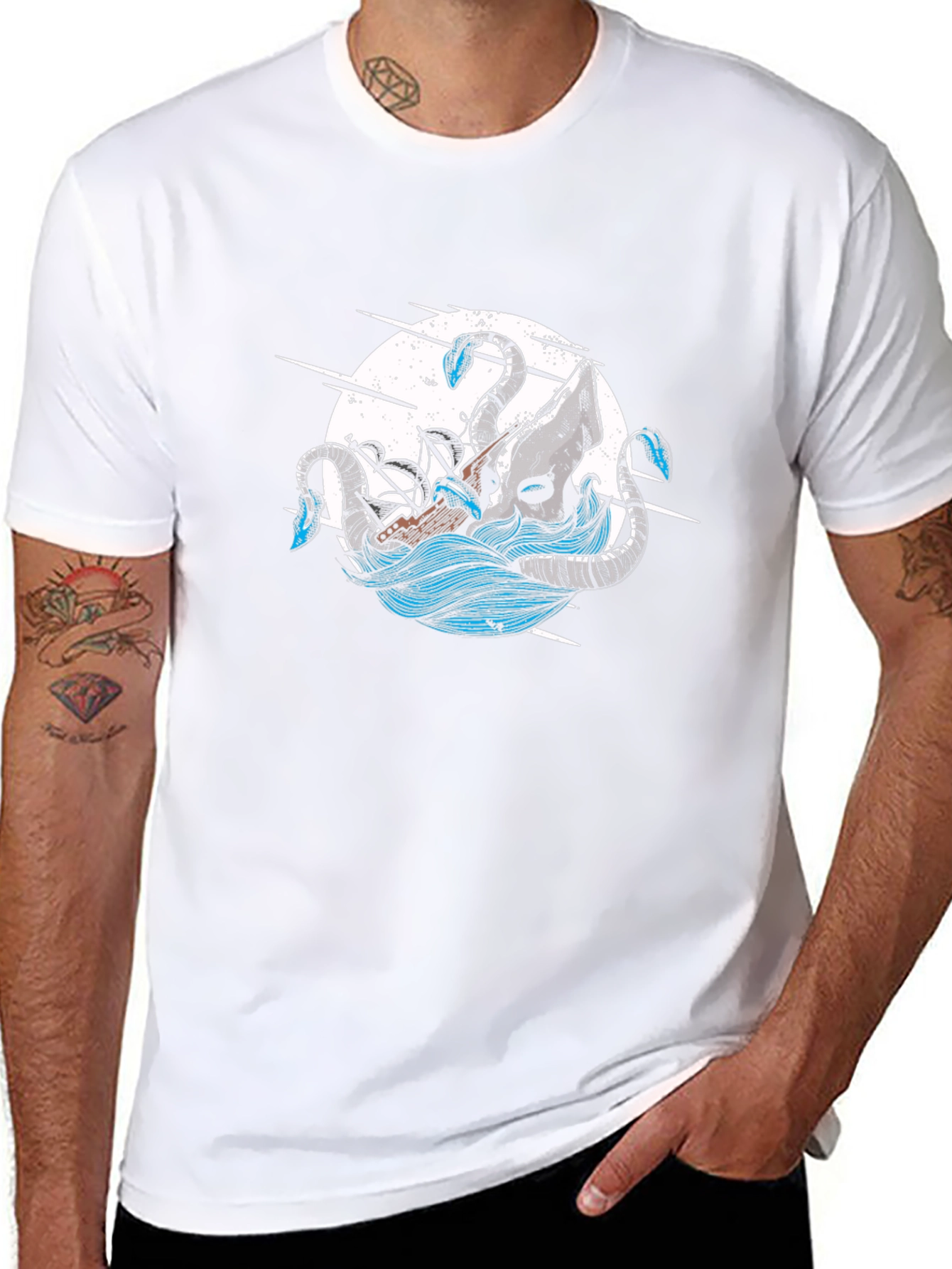 Kraken Attack Graphic Tee - Nautical Style