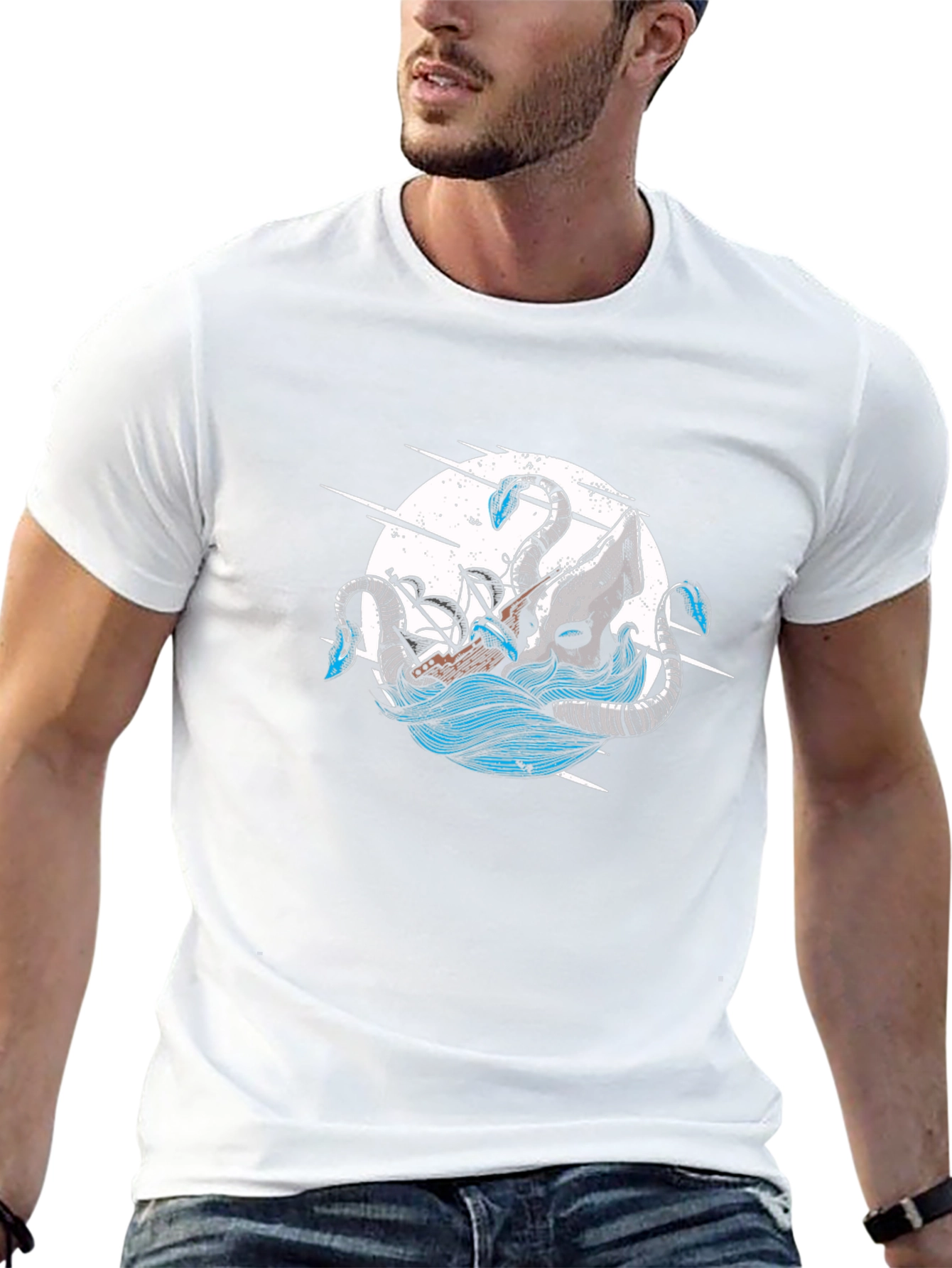 Kraken Attack Graphic Tee - Nautical Style