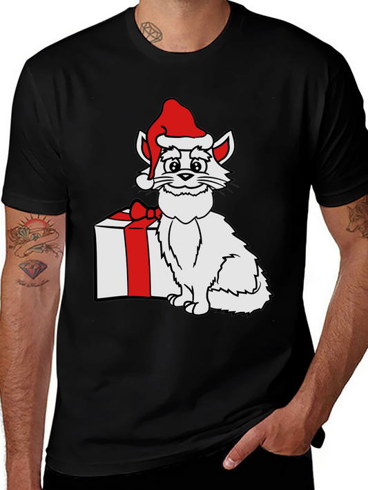 Festive Cat Graphic Tee - Holiday Gift!