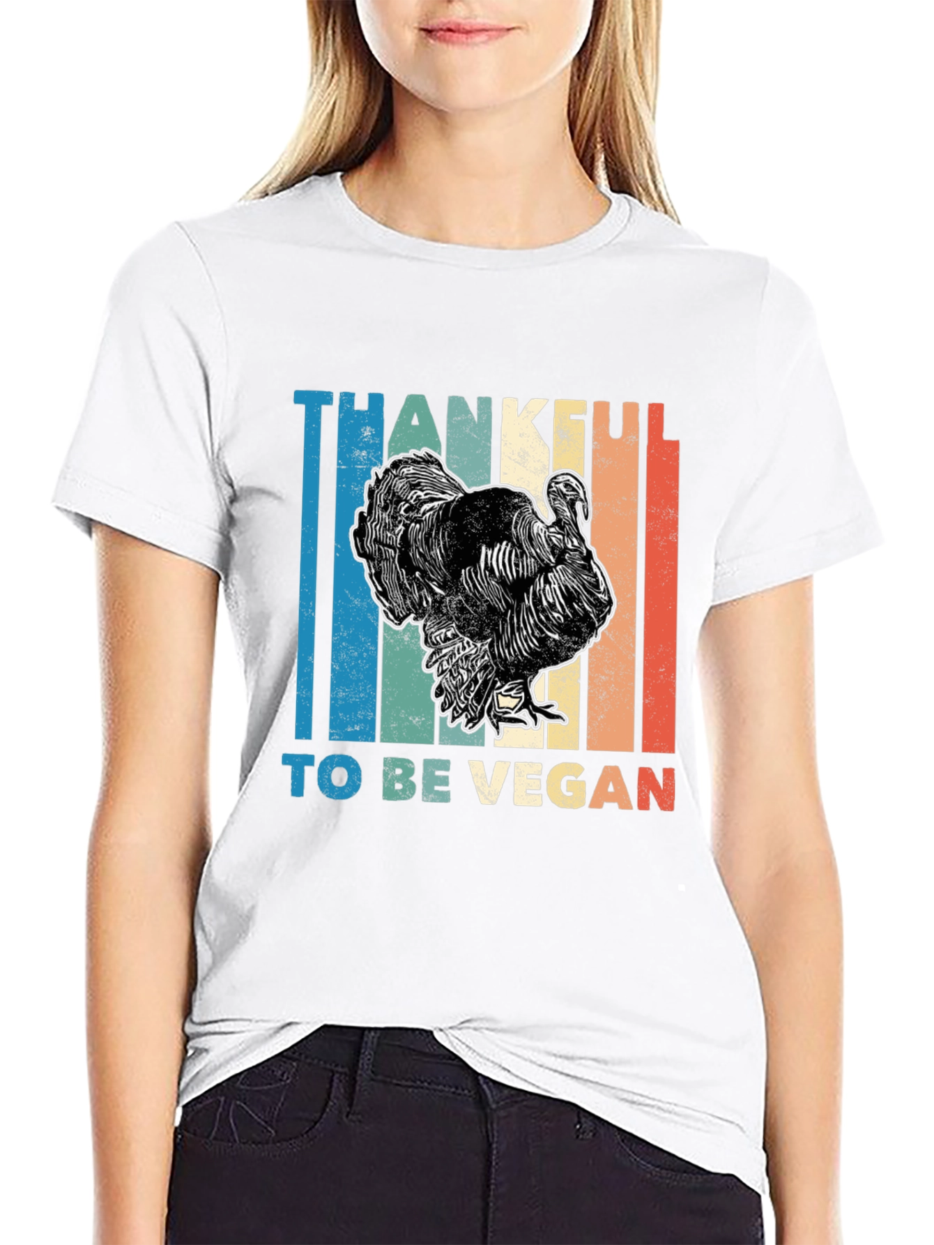 Thankful to Be Vegan T-Shirt Turkey Design