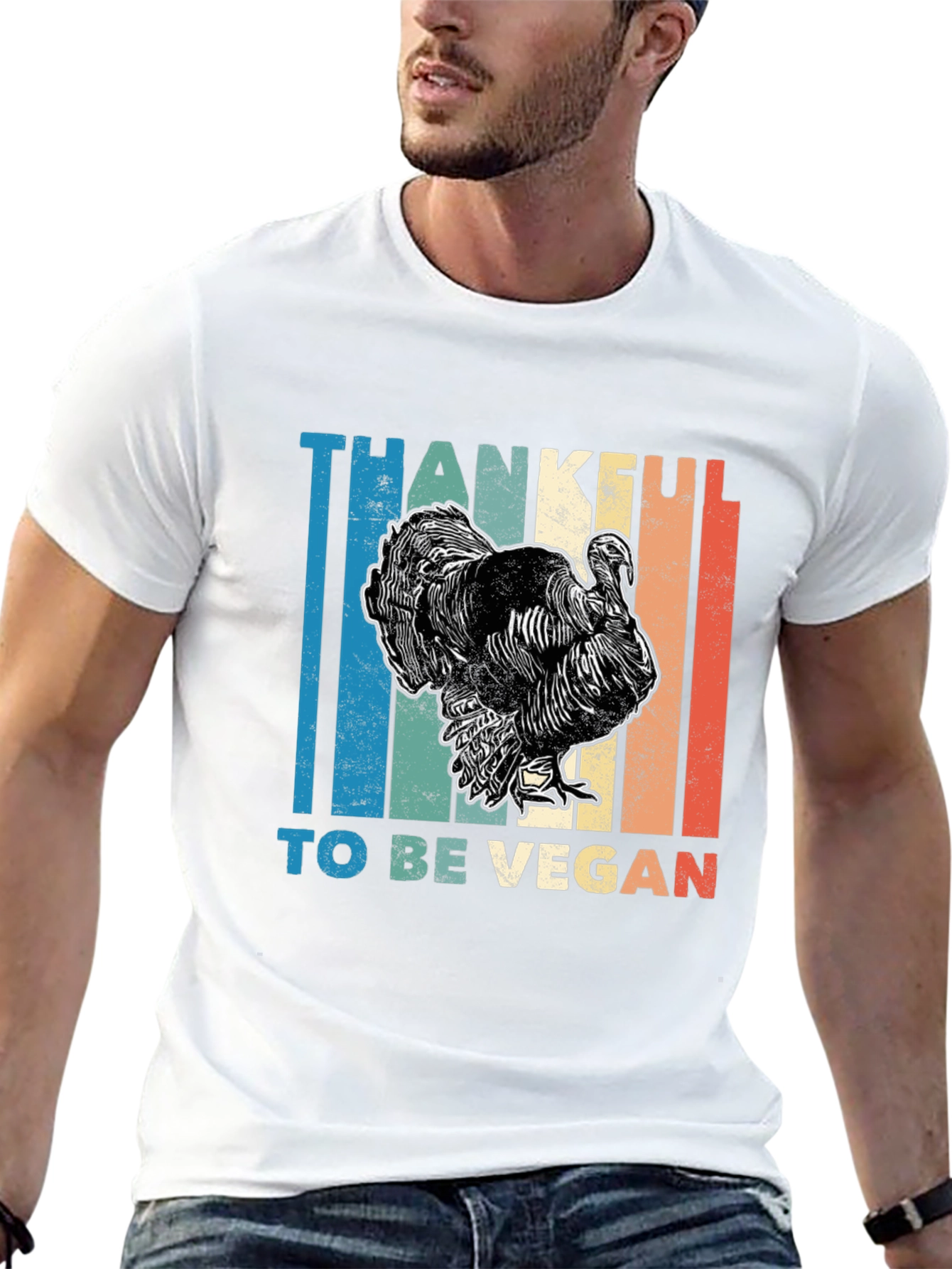 Thankful to Be Vegan T-Shirt Turkey Design