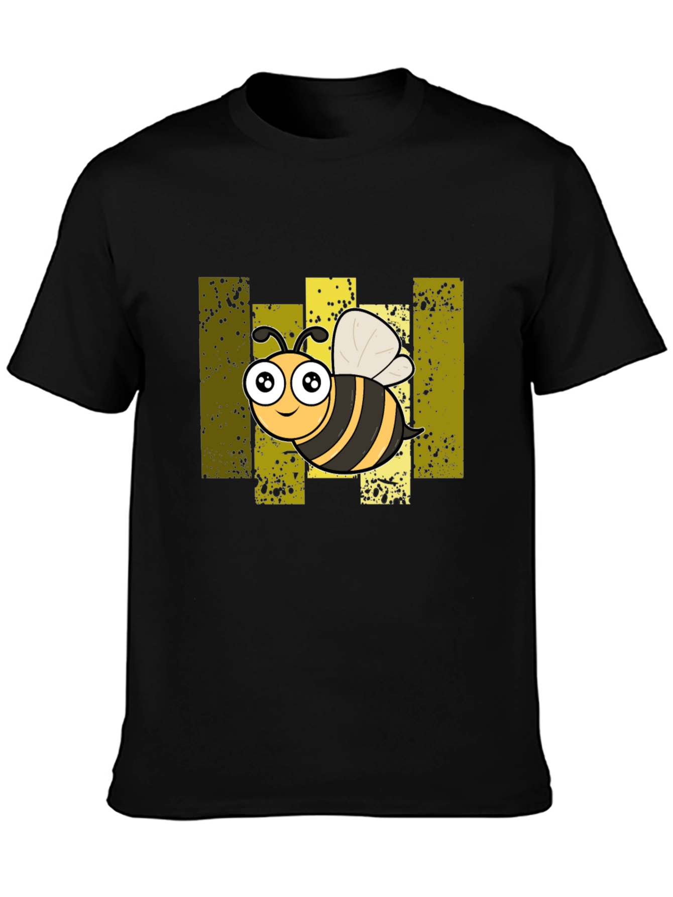 Cartoon Bee Graphic Black T-Shirt