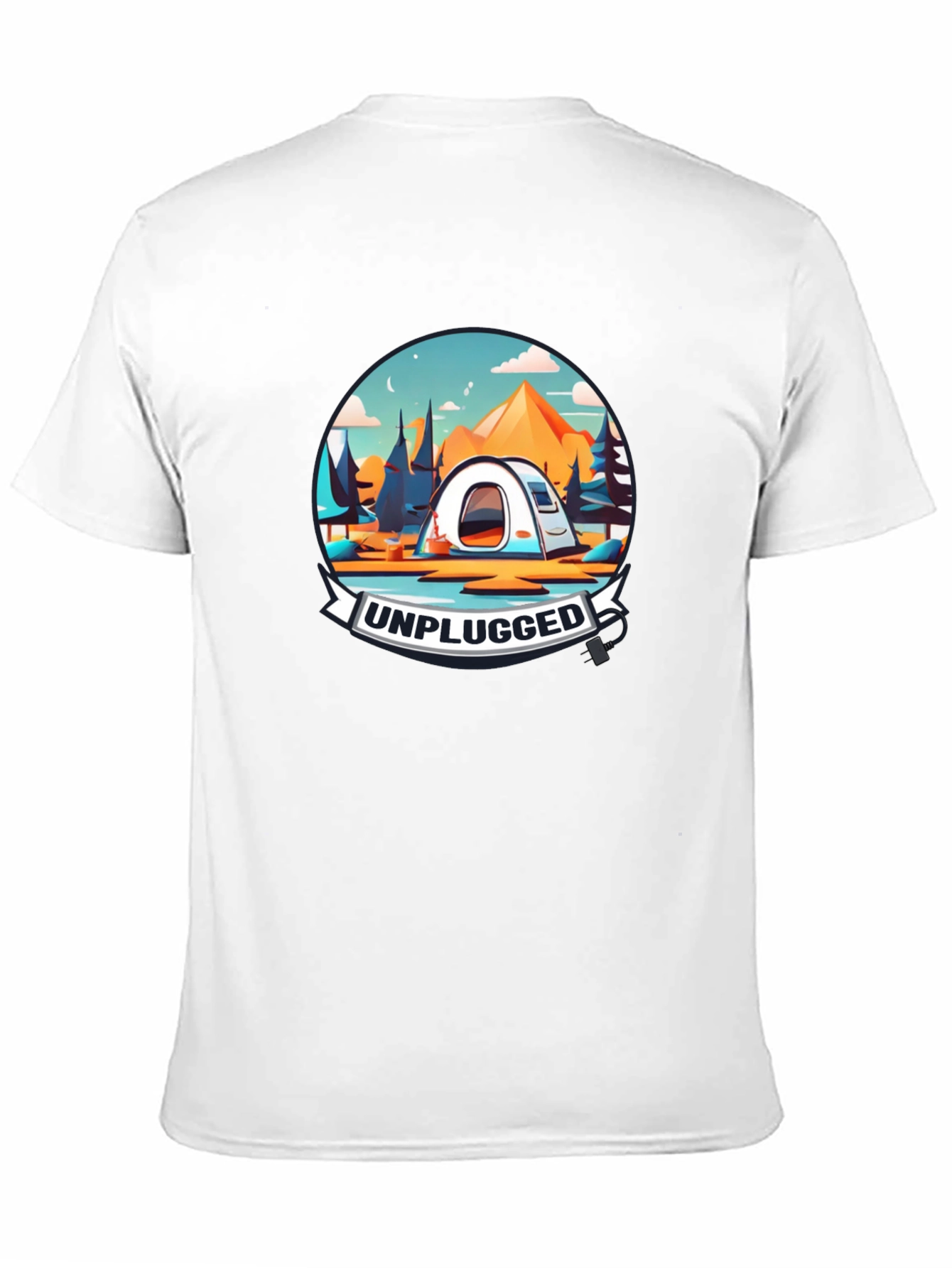 Unplugged Camping Graphic Tee - Black Cotton T-Shirt