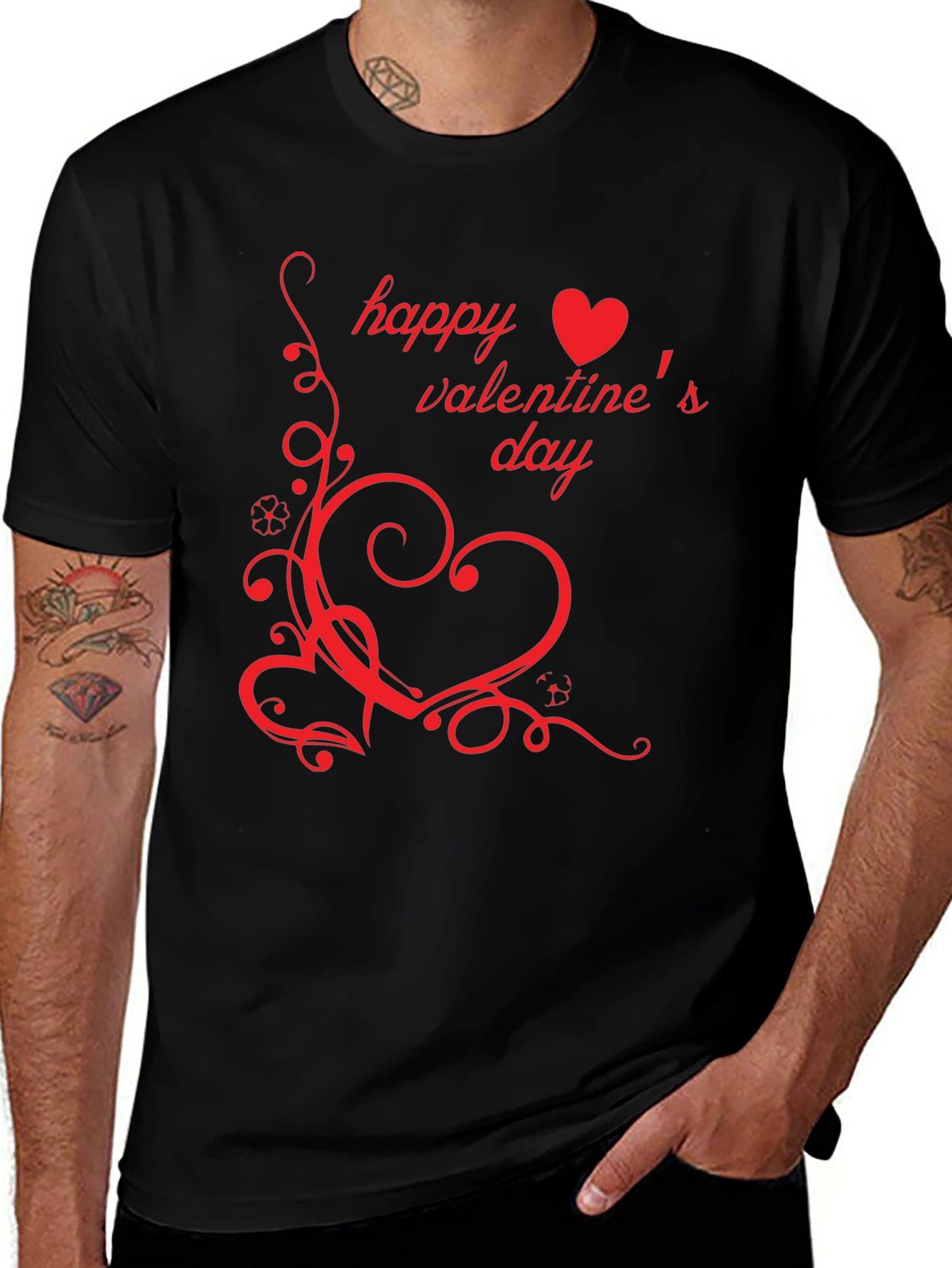Happy Valentines Day Black T-Shirt