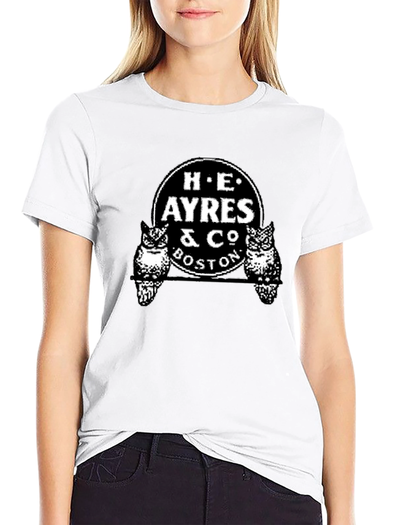 H.E. Ayres & Co. Boston Owl Graphic Black T-Shirt