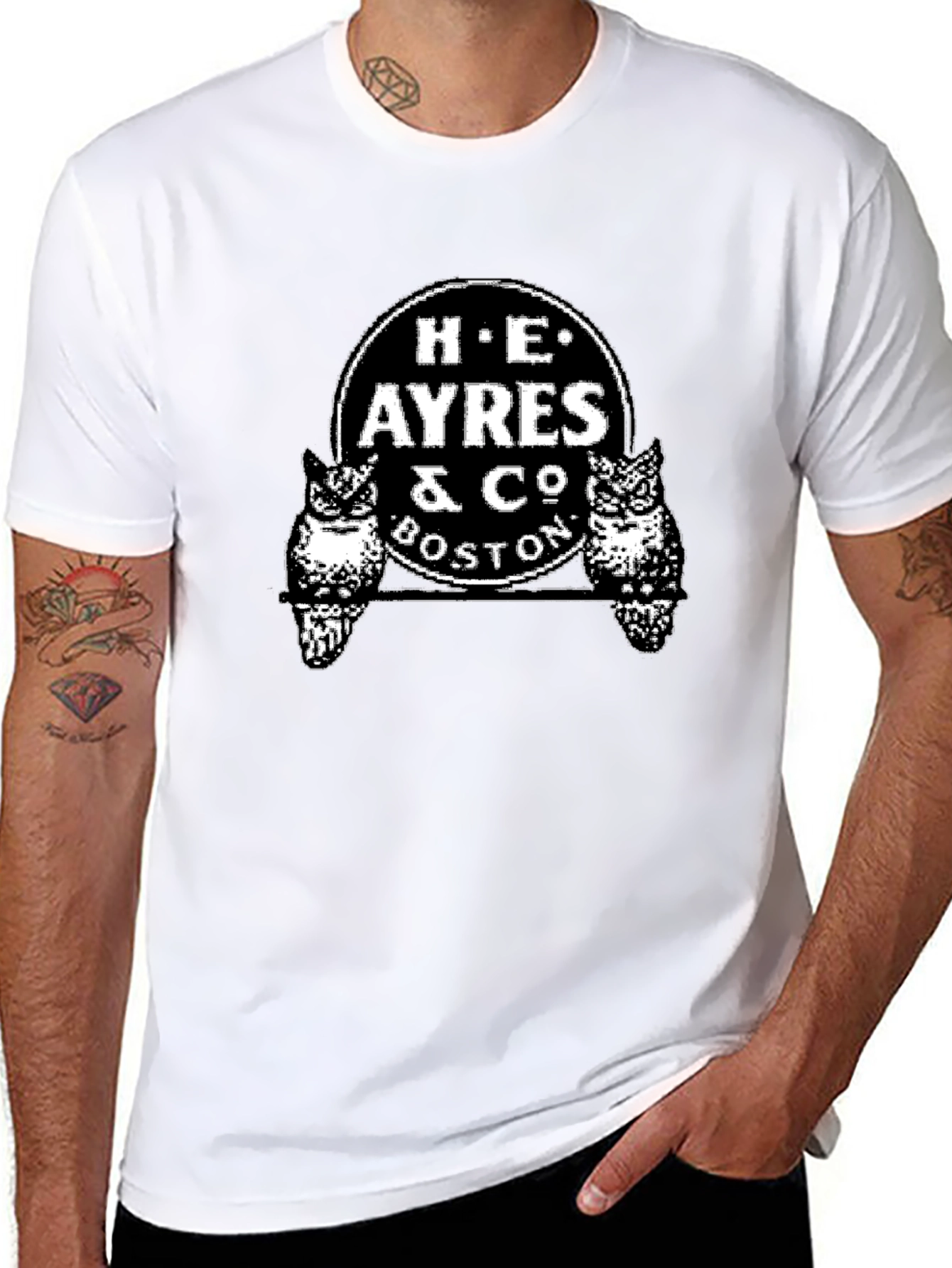 H.E. Ayres & Co. Boston Owl Graphic Black T-Shirt