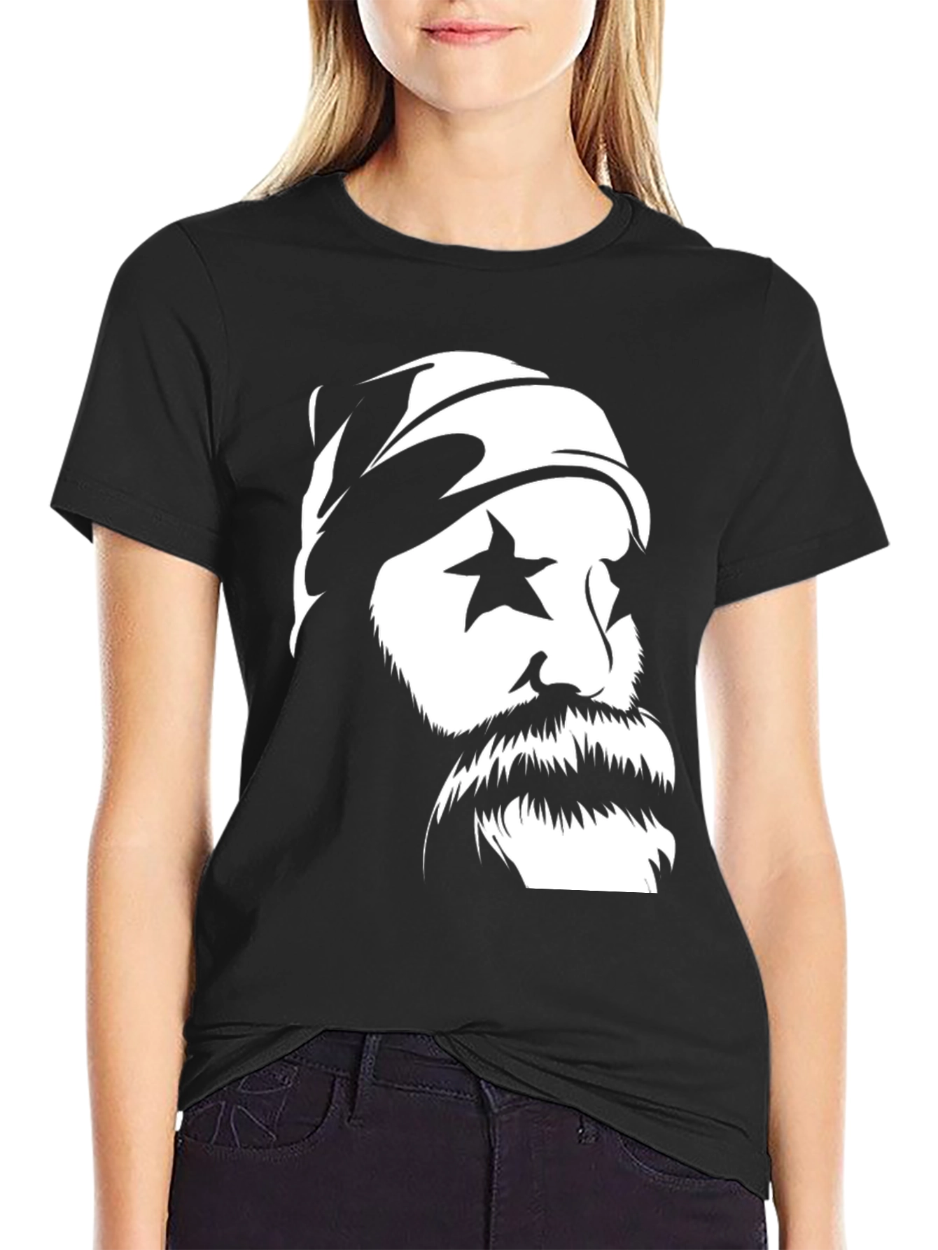 Cool Graphic Tee: Star Eyed Bearded Man