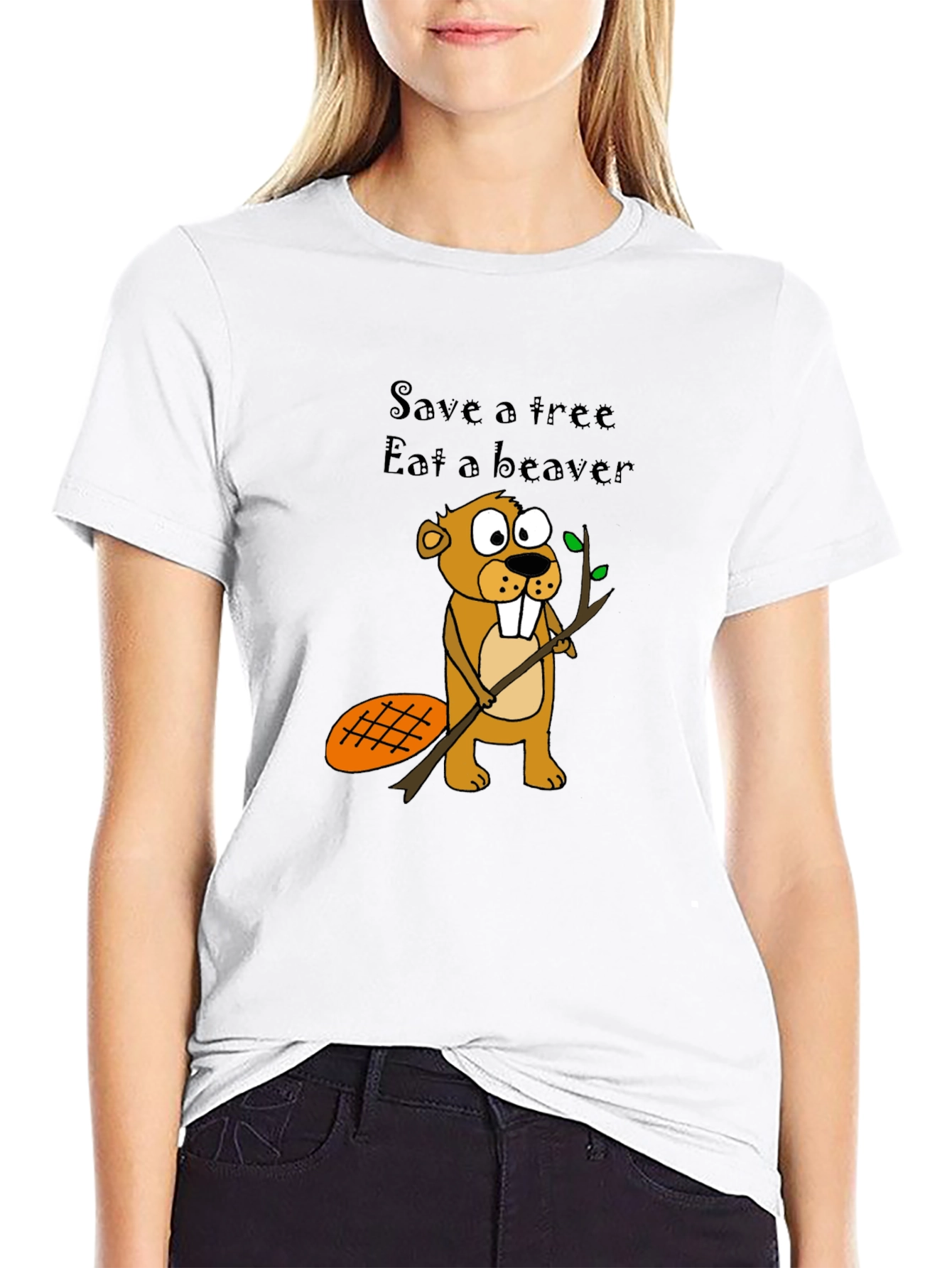 Humorous Save a Tree Eat a Beaver T-Shirt