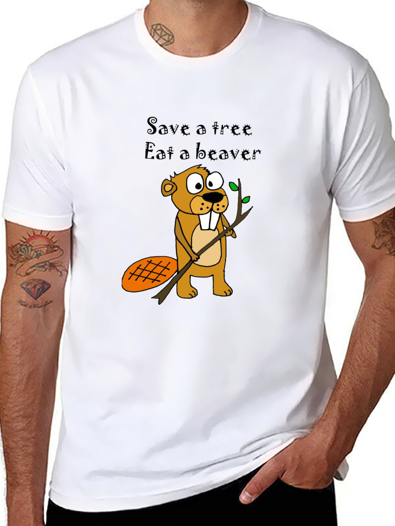 Humorous Save a Tree Eat a Beaver T-Shirt