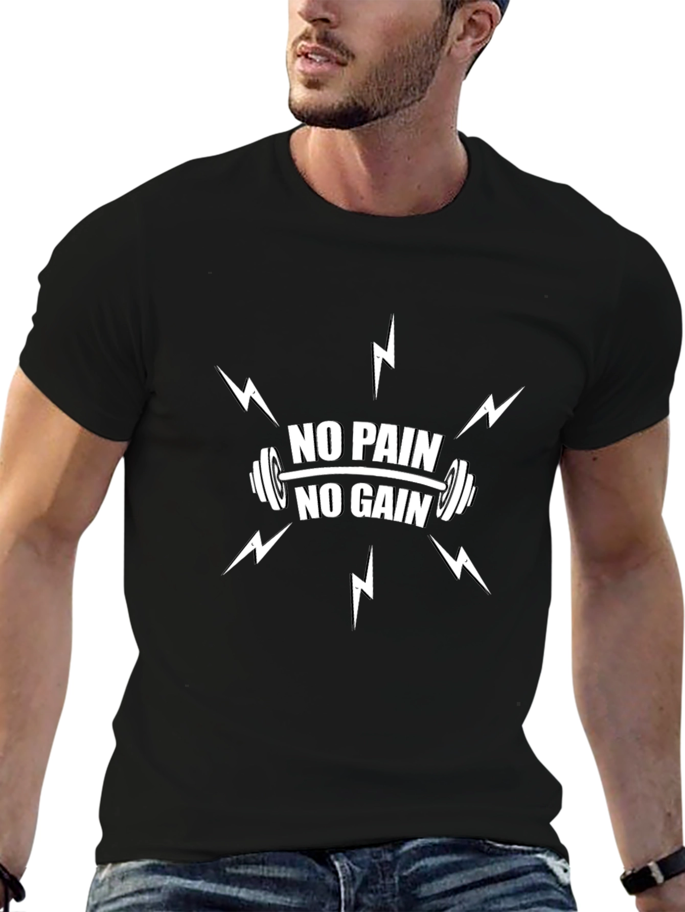No Pain No Gain Graphic T-Shirt - Black