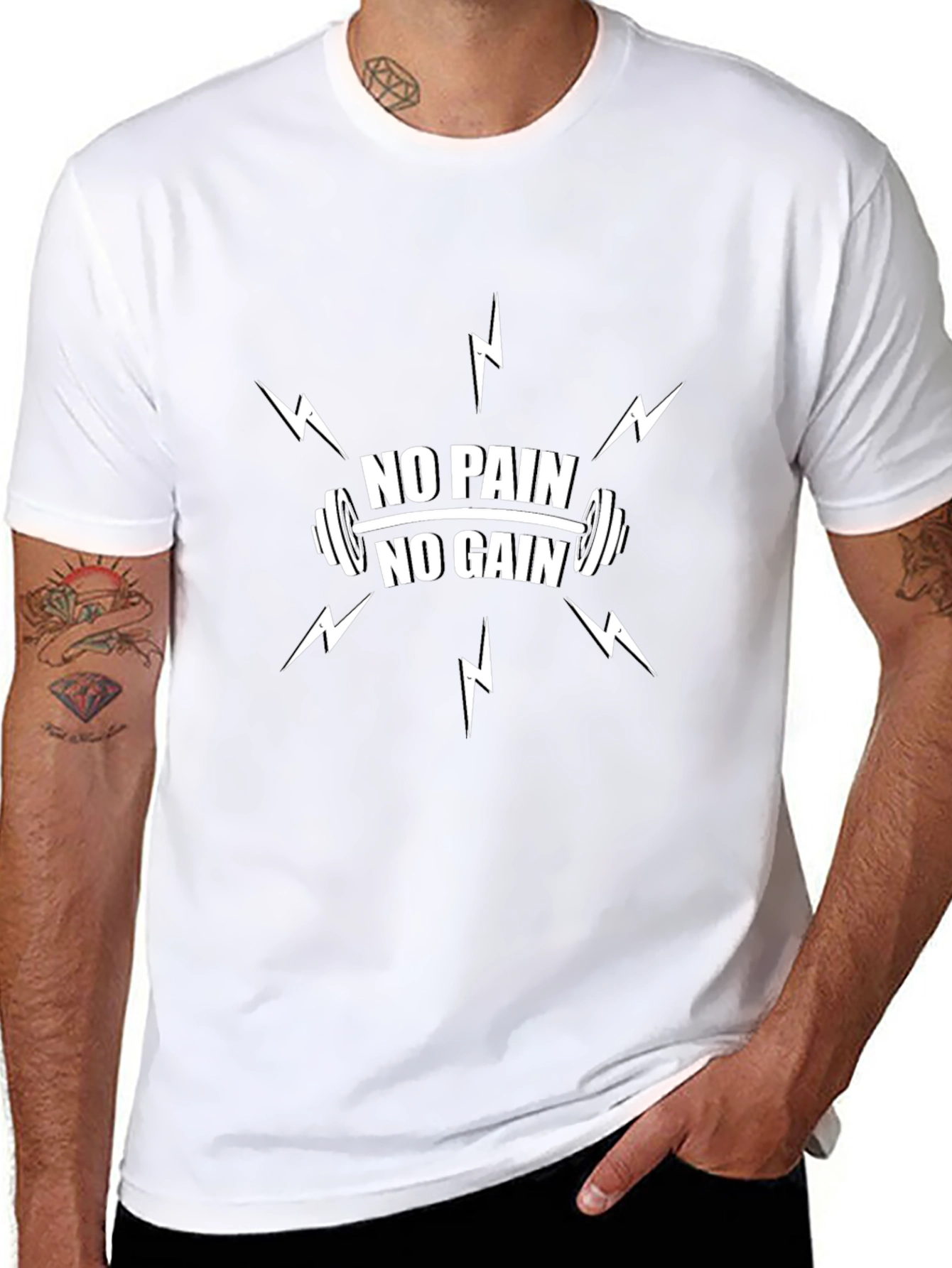 No Pain No Gain Graphic T-Shirt - Black