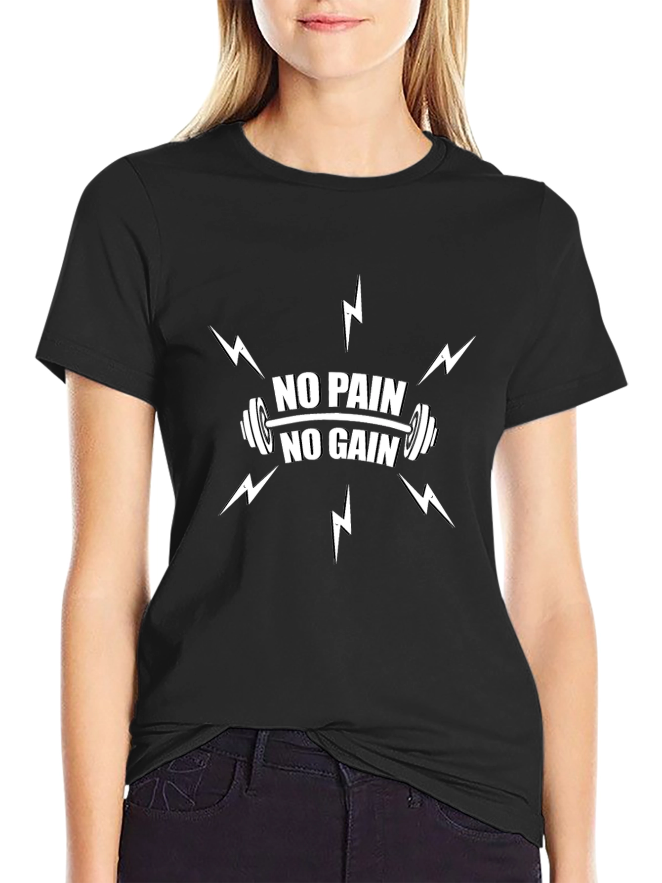 No Pain No Gain Graphic T-Shirt - Black