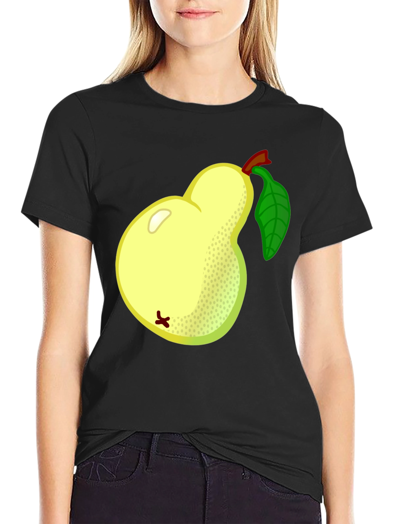 Pear Graphic Tee - Black Cotton T-Shirt