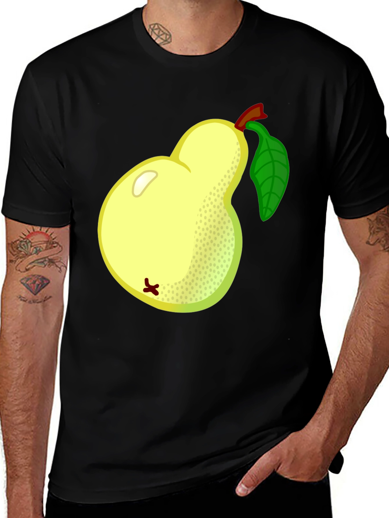Pear Graphic Tee - Black Cotton T-Shirt