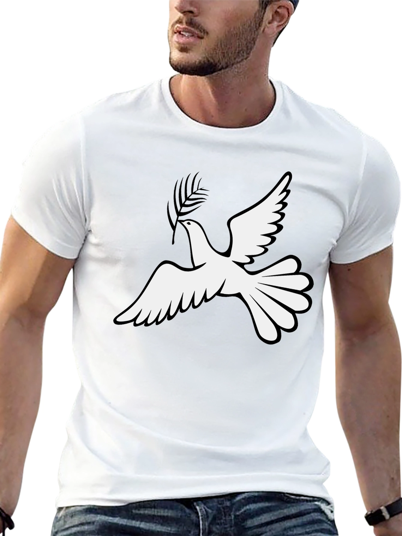 Peace Dove Graphic T-Shirt - Black Cotton Blend