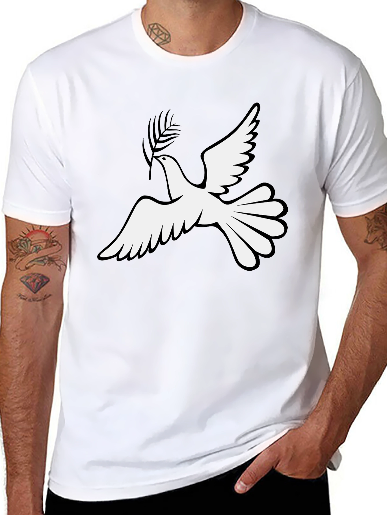 Peace Dove Graphic T-Shirt - Black Cotton Blend