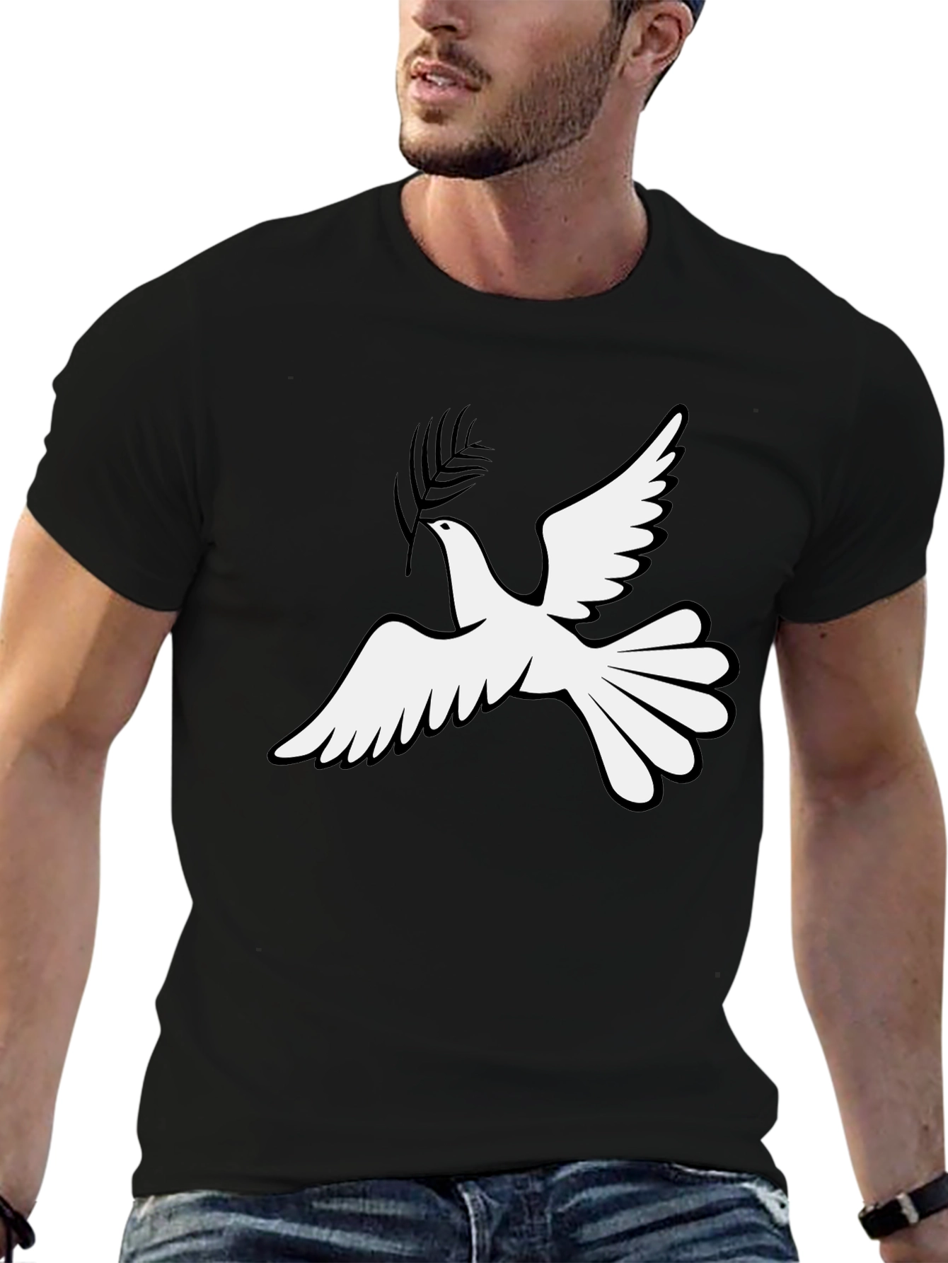 Peace Dove Graphic T-Shirt - Black Cotton Blend