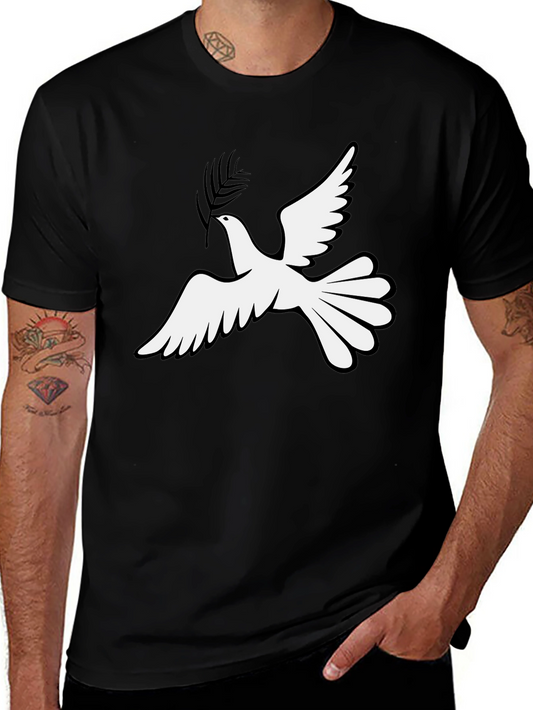Peace Dove Graphic T-Shirt - Black Cotton Blend