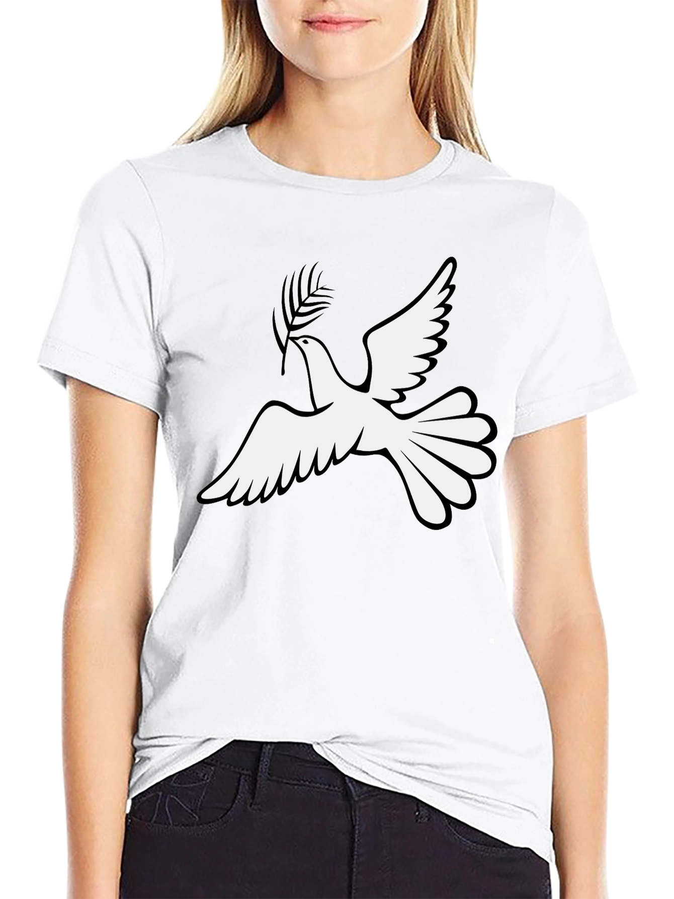 Peace Dove Graphic T-Shirt - Black Cotton Blend