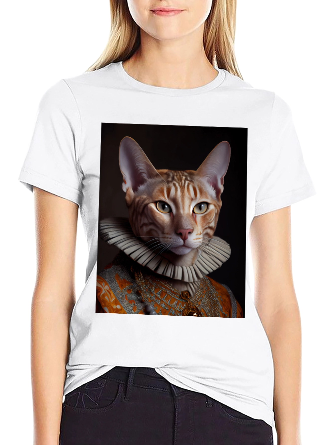 Renaissance Cat T-Shirt - Funny Pet Portrait Tee