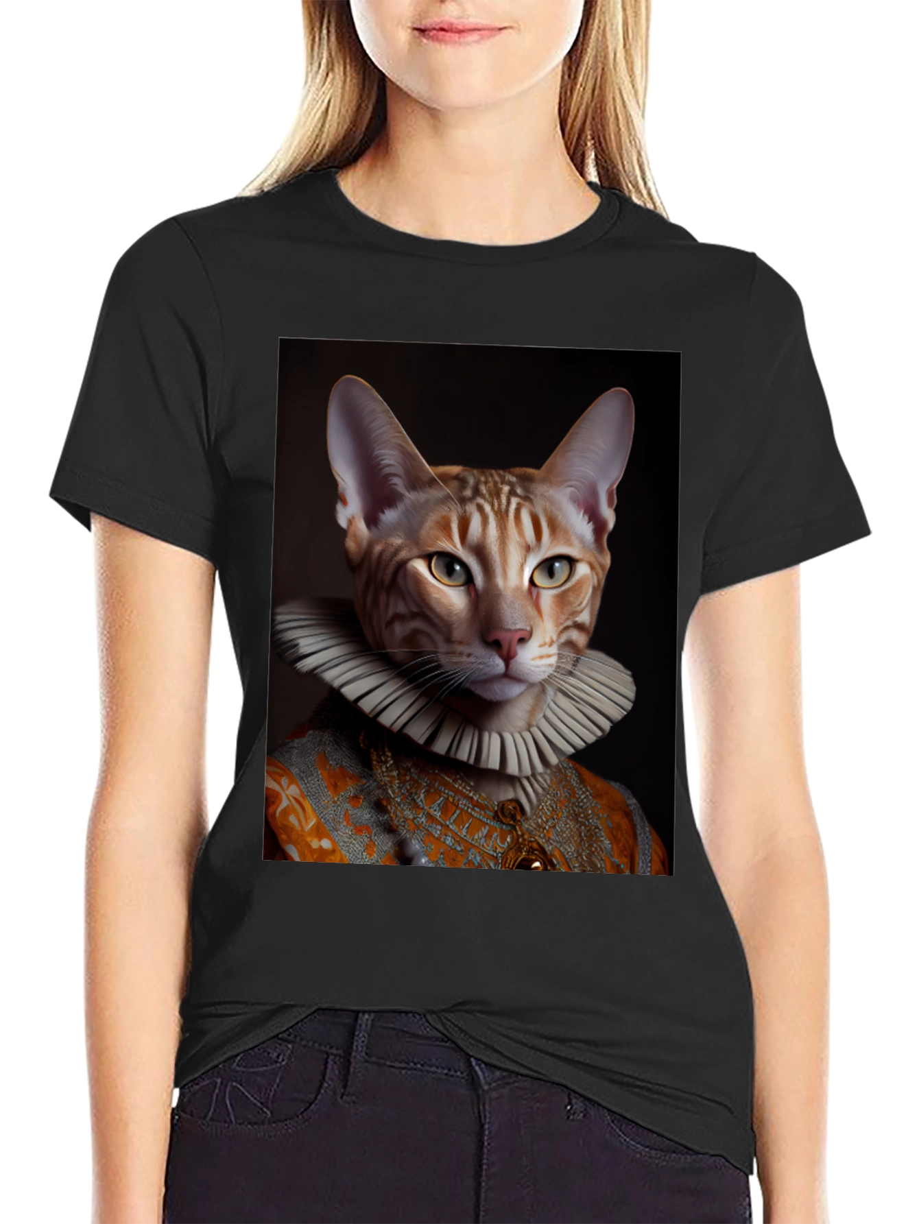 Renaissance Cat T-Shirt - Funny Pet Portrait Tee