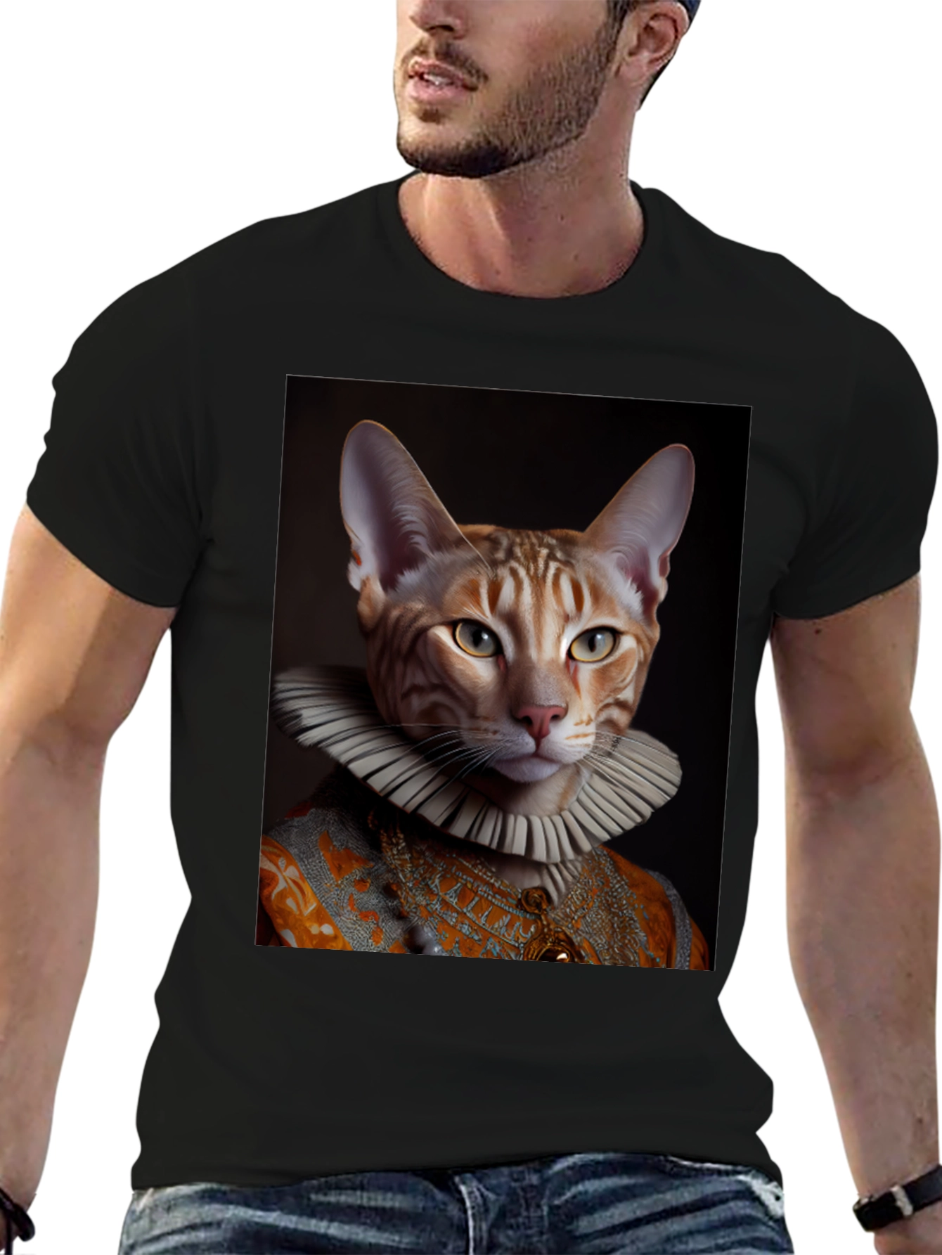 Renaissance Cat T-Shirt - Funny Pet Portrait Tee